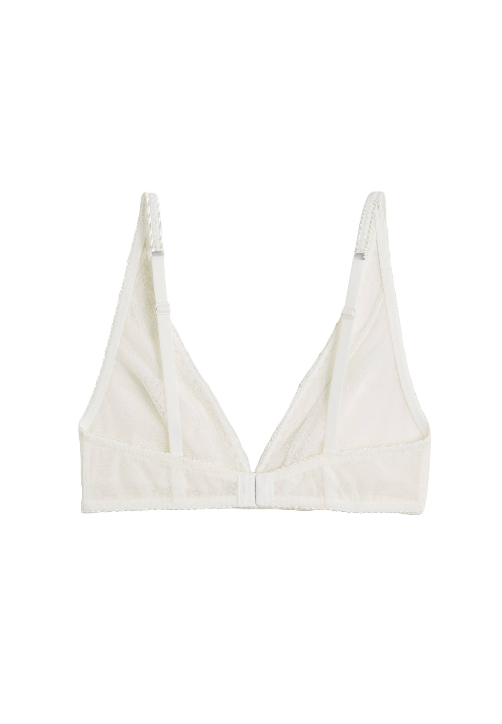 Soutien-gorge triangle foulard ADELE en tulle floqu&eacute;, Ecru, large image number 5