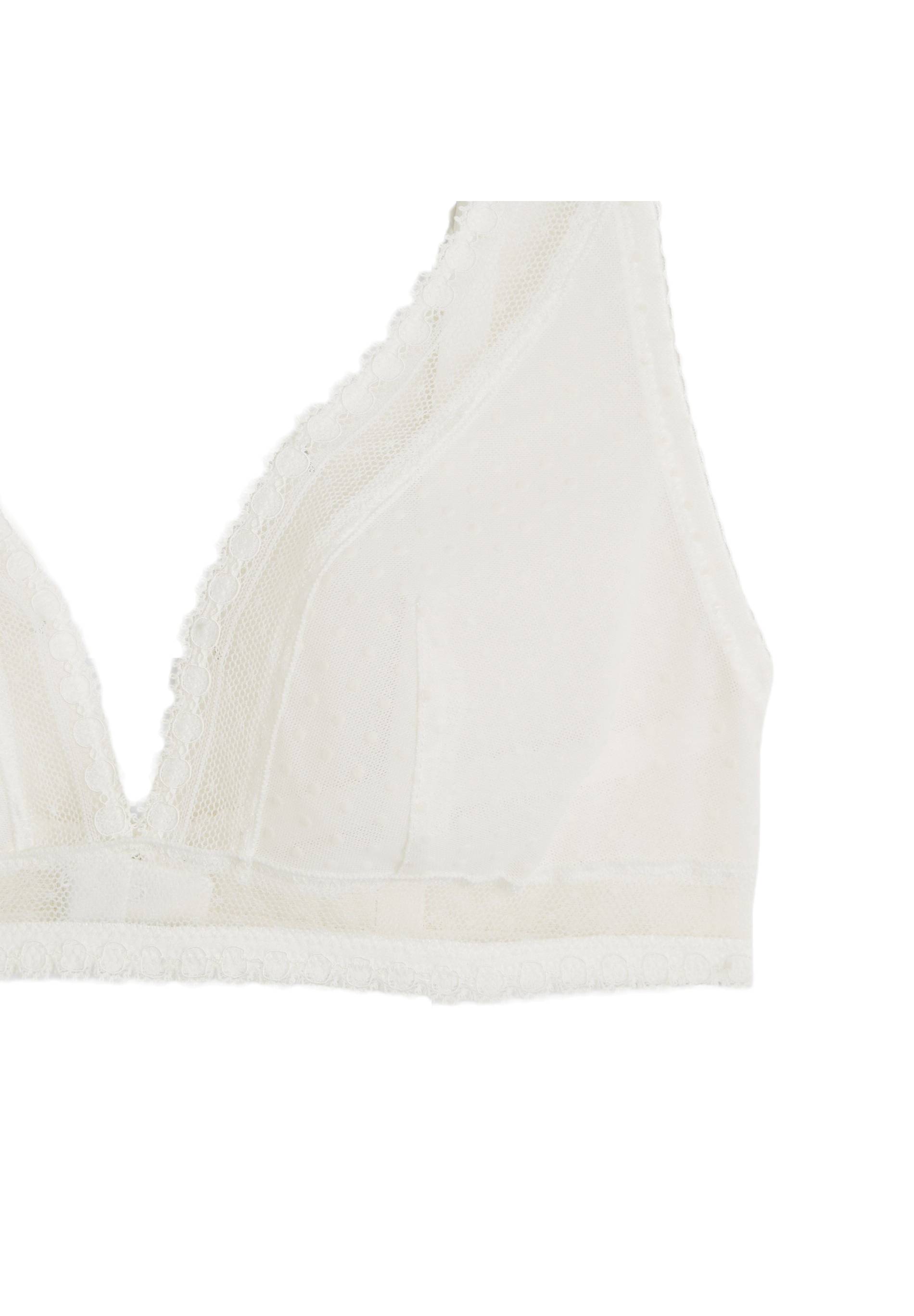 Soutien-gorge triangle foulard ADELE en tulle floqu&eacute;, Ecru, large image number 6.0