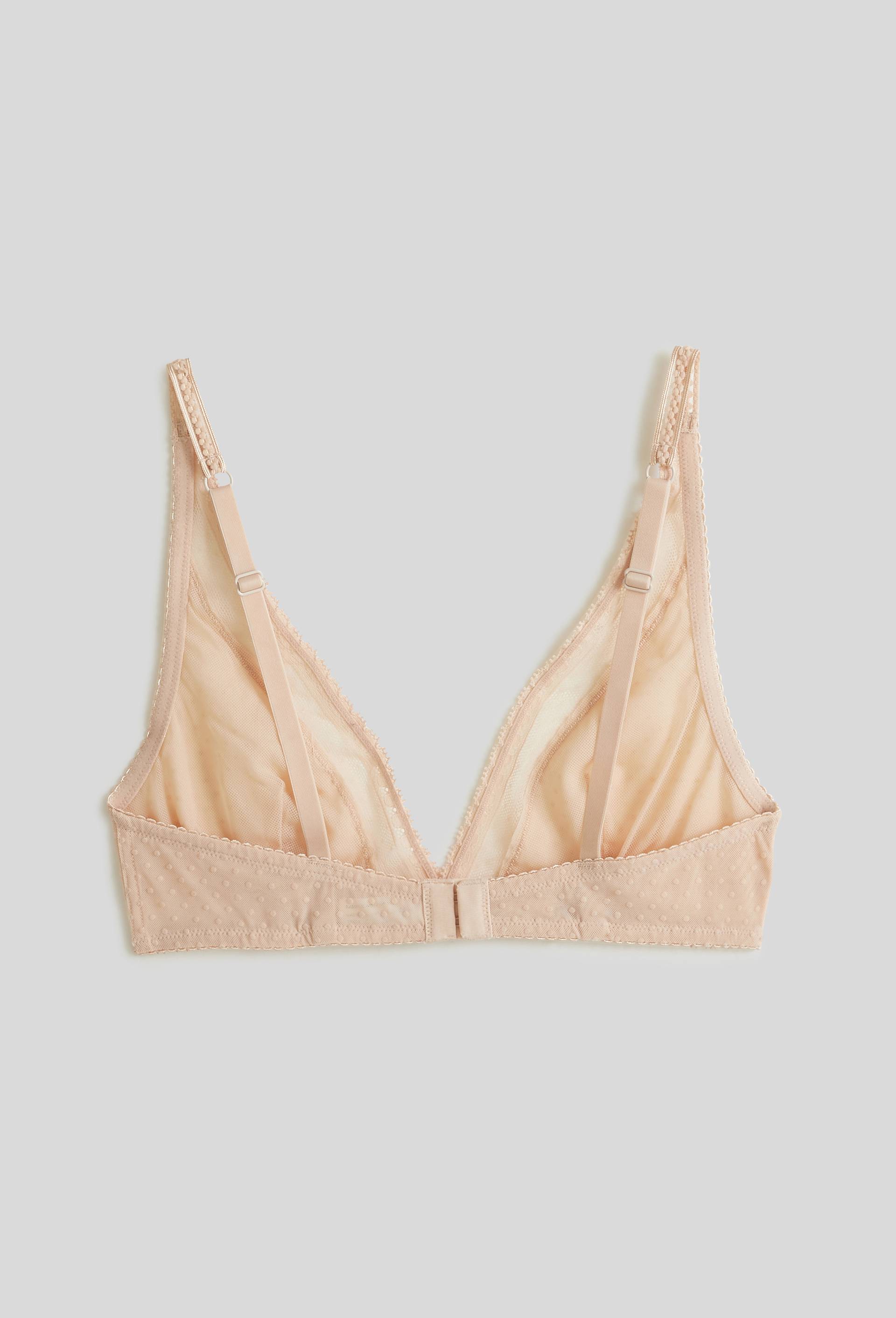 Soutien-gorge triangle foulard ADELE en tulle floqu&eacute;, Rose clair, large image number 1