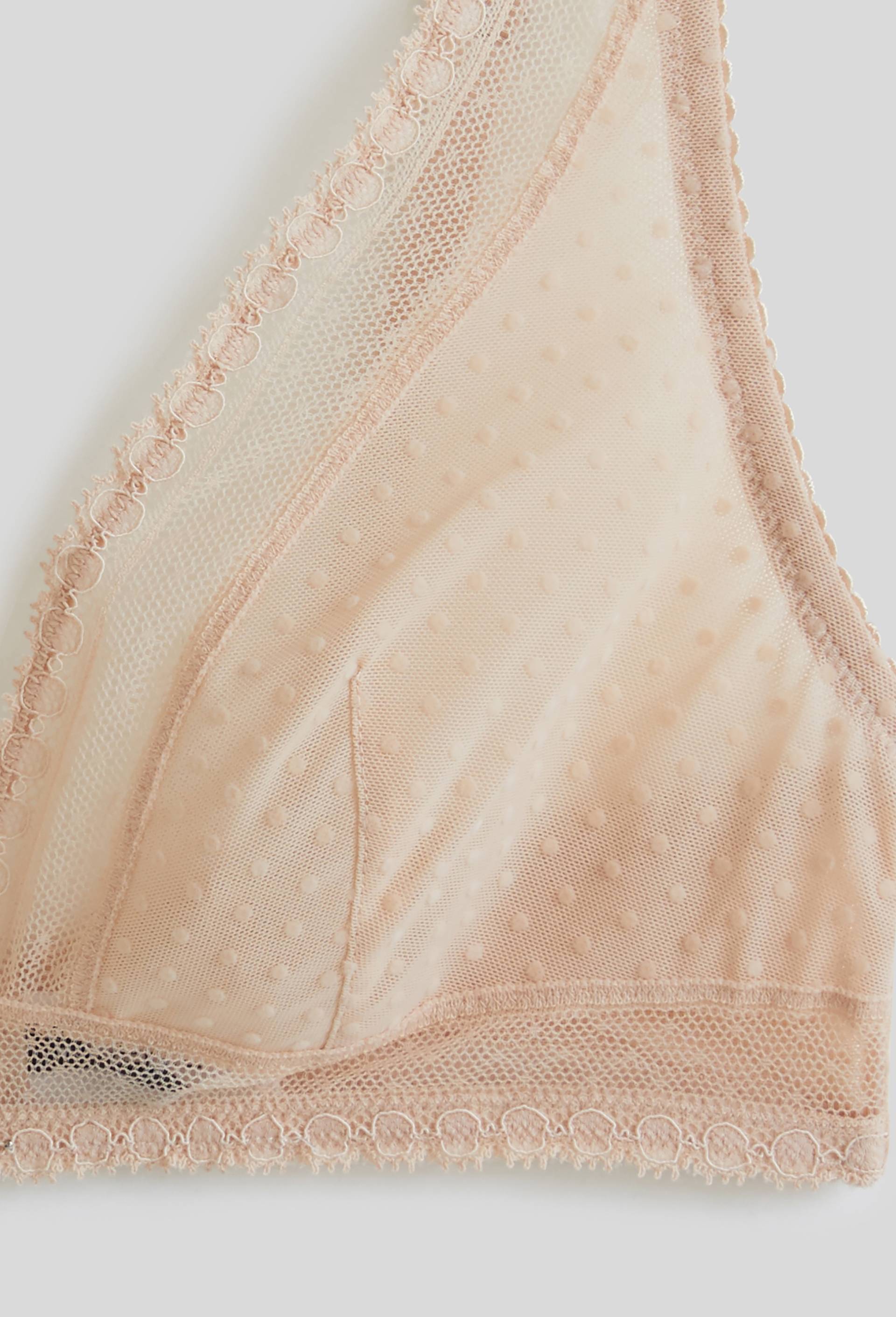 Soutien-gorge triangle foulard ADELE en tulle floqu&eacute;, Rose clair, large image number 2