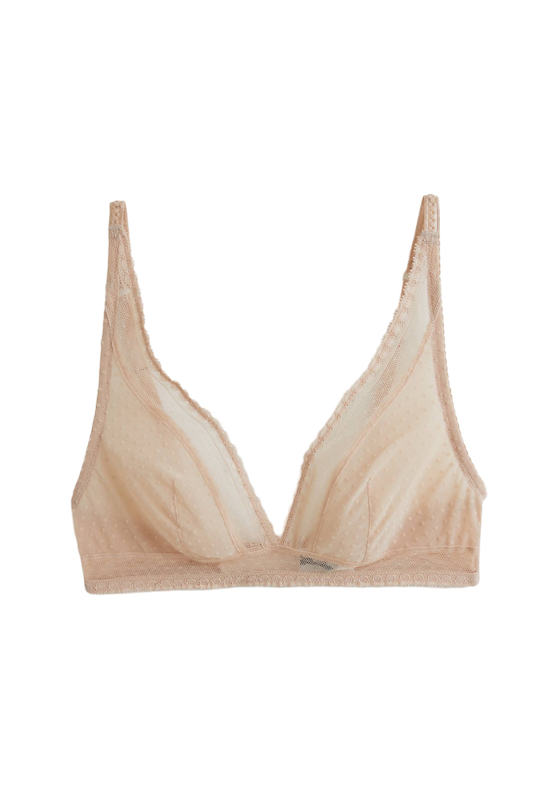 Soutien-gorge triangle foulard ADELE en tulle floqu&eacute;, Rose clair, large image number 3