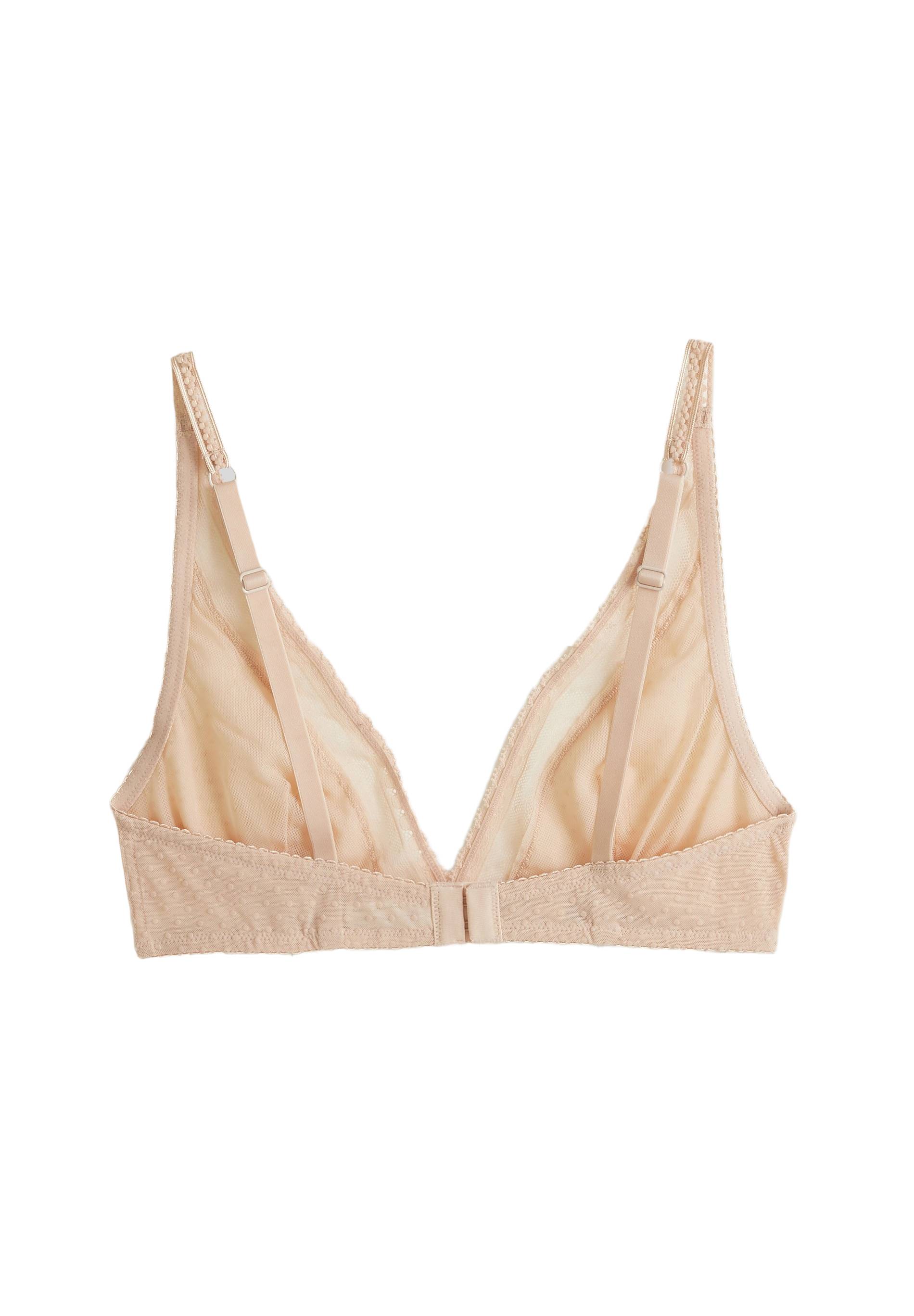 Soutien-gorge triangle foulard ADELE en tulle floqu&eacute;, Rose clair, large image number 4