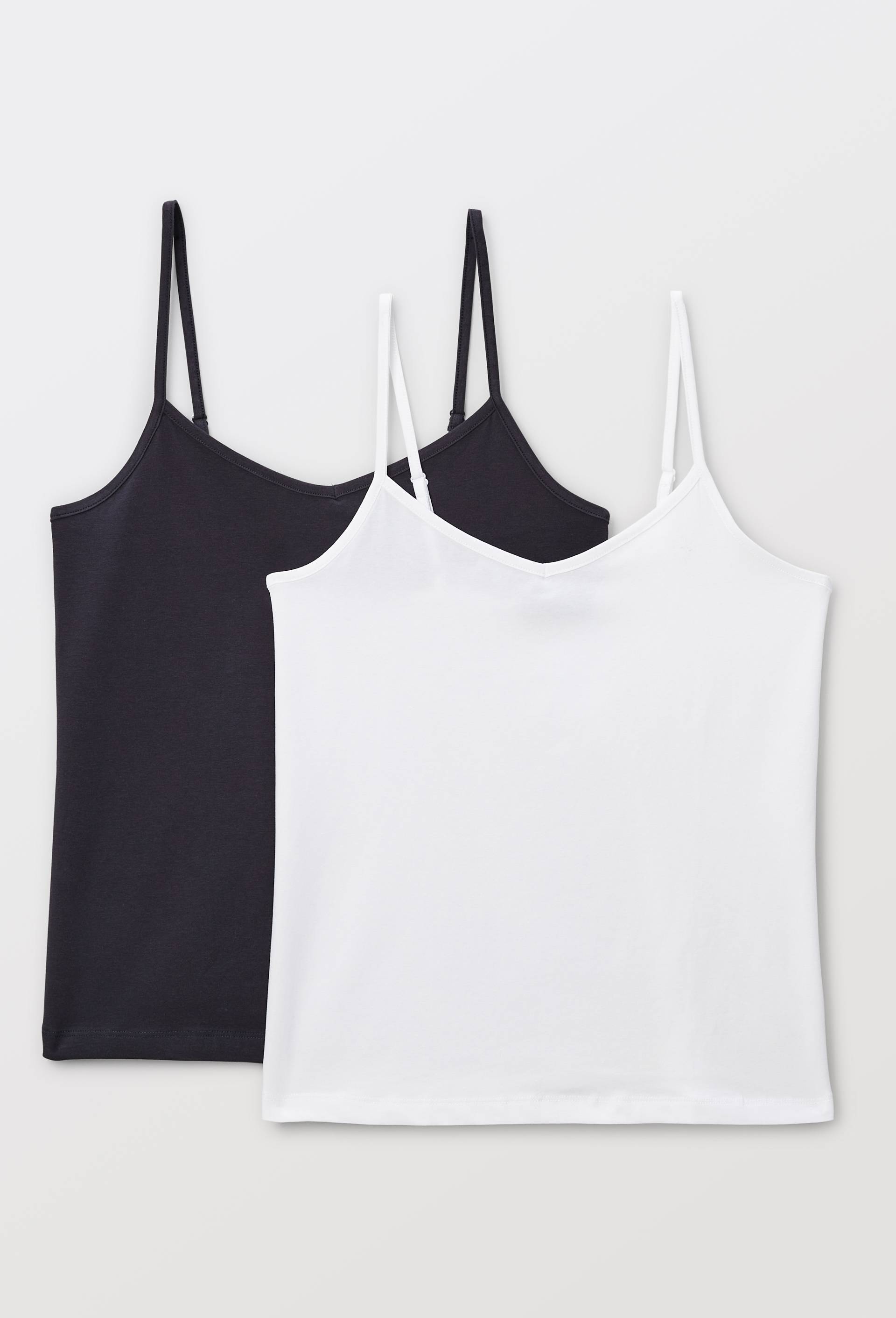 Lot de 2 caracos fines bretelles en coton BIO GOTS, Blanc, swatch image