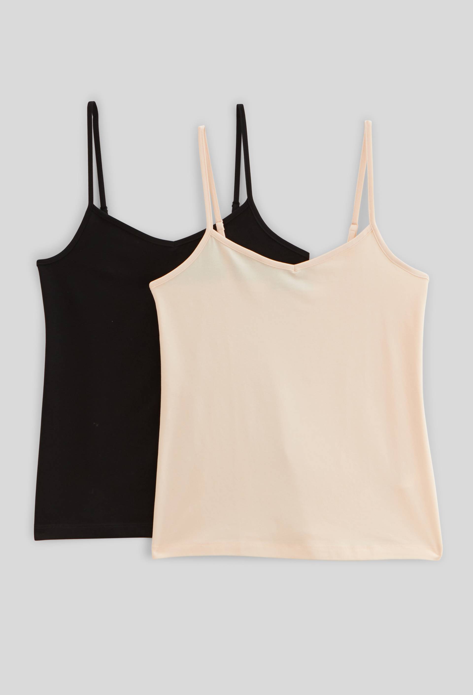 Lot de 2 caracos fines bretelles en coton BIO GOTS, Noir, swatch image