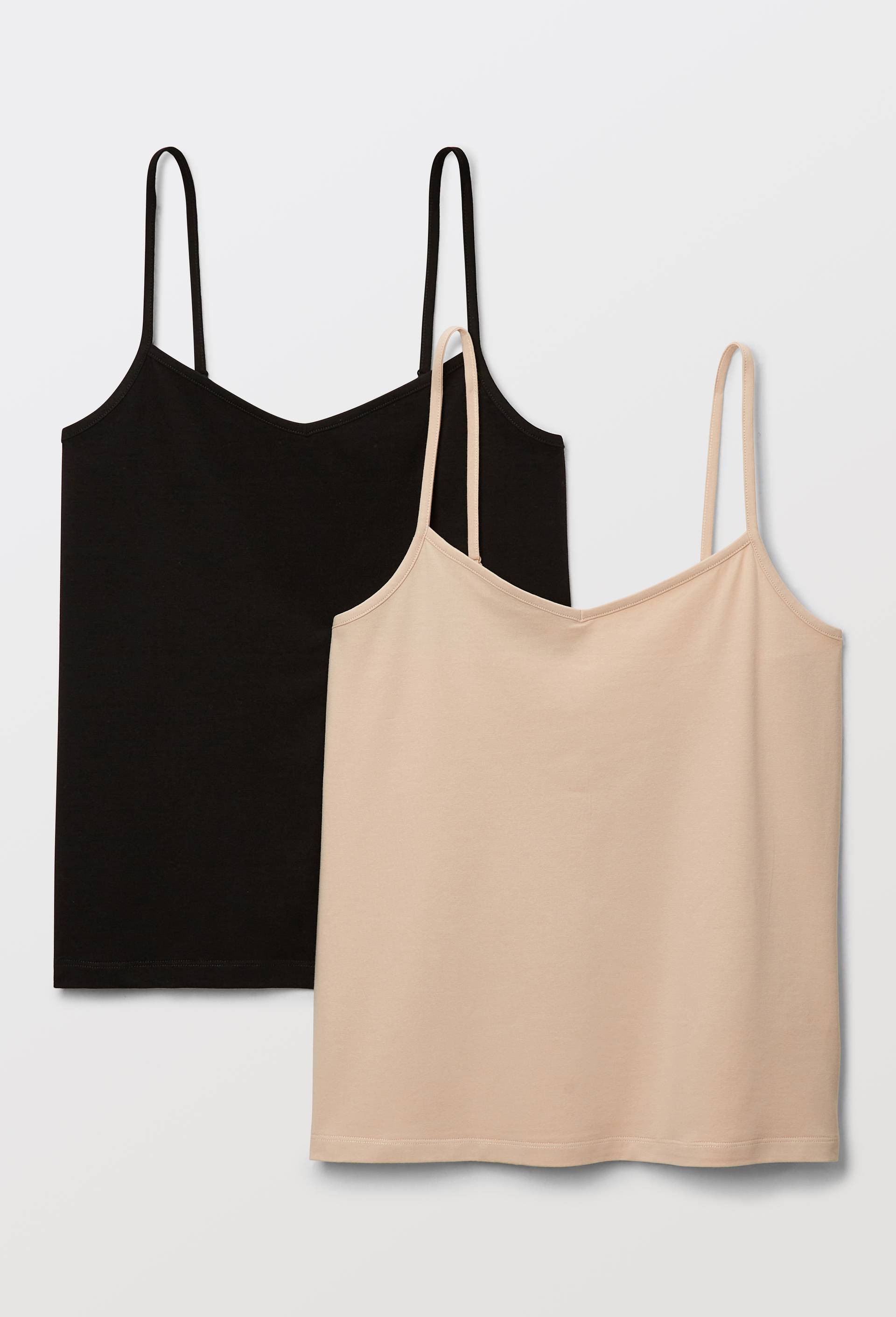 Lot de 2 caracos fines bretelles en coton BIO GOTS, Noir, large image number 0
