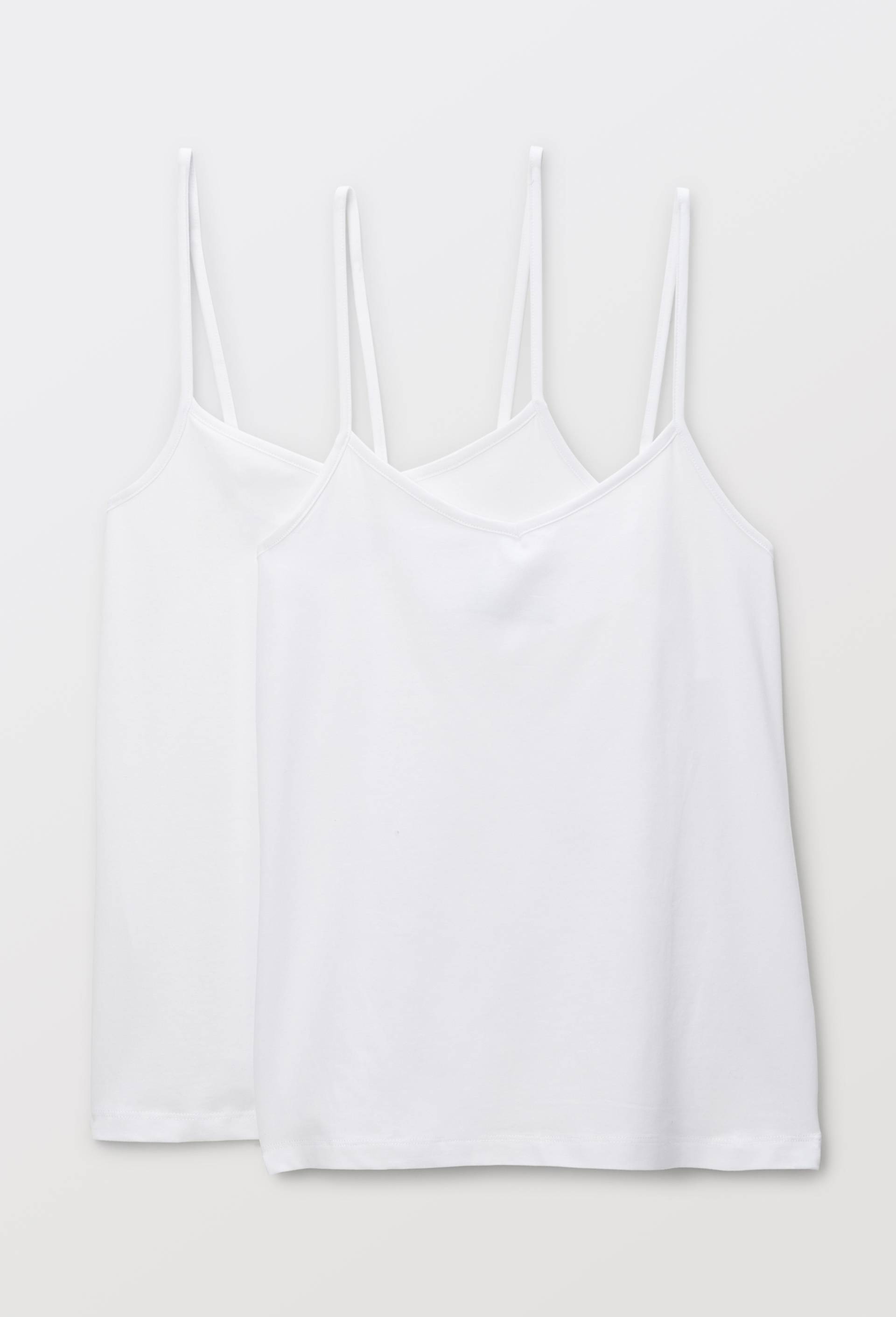 Lot de 2 caracos fines bretelles en coton BIO GOTS, Blanc, large image number 2