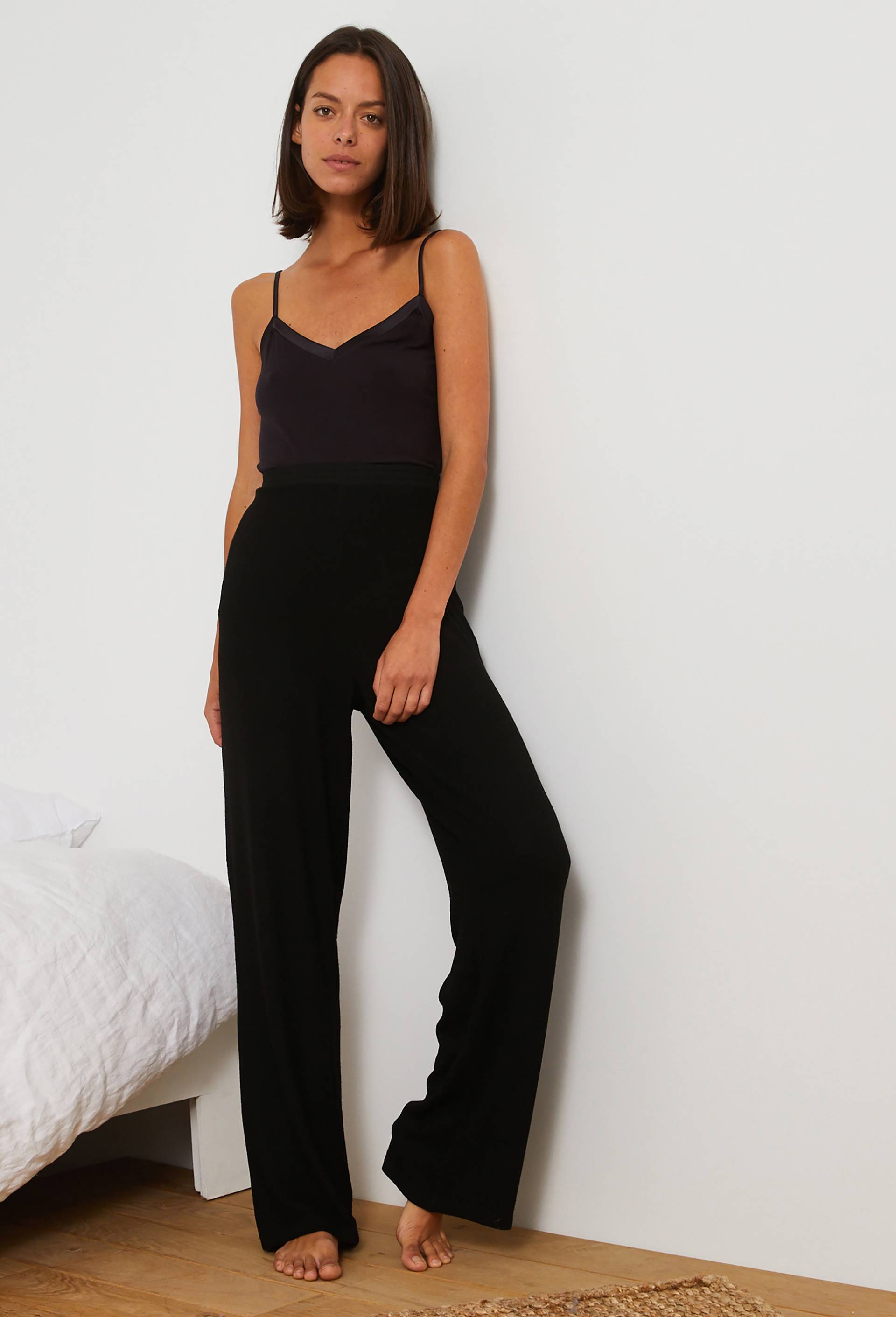 Pantalon large tout doux, Ecovero, Noir, large image number 0