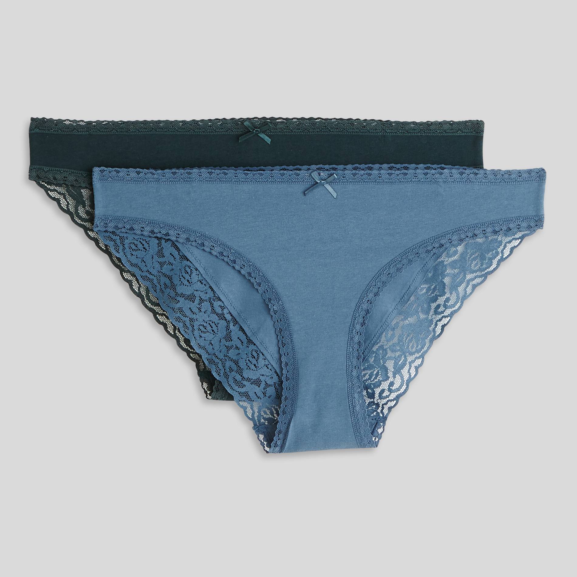 Lot de 2 culottes EMMA en coton BIO GOTS, Vert foncé, large image number 0