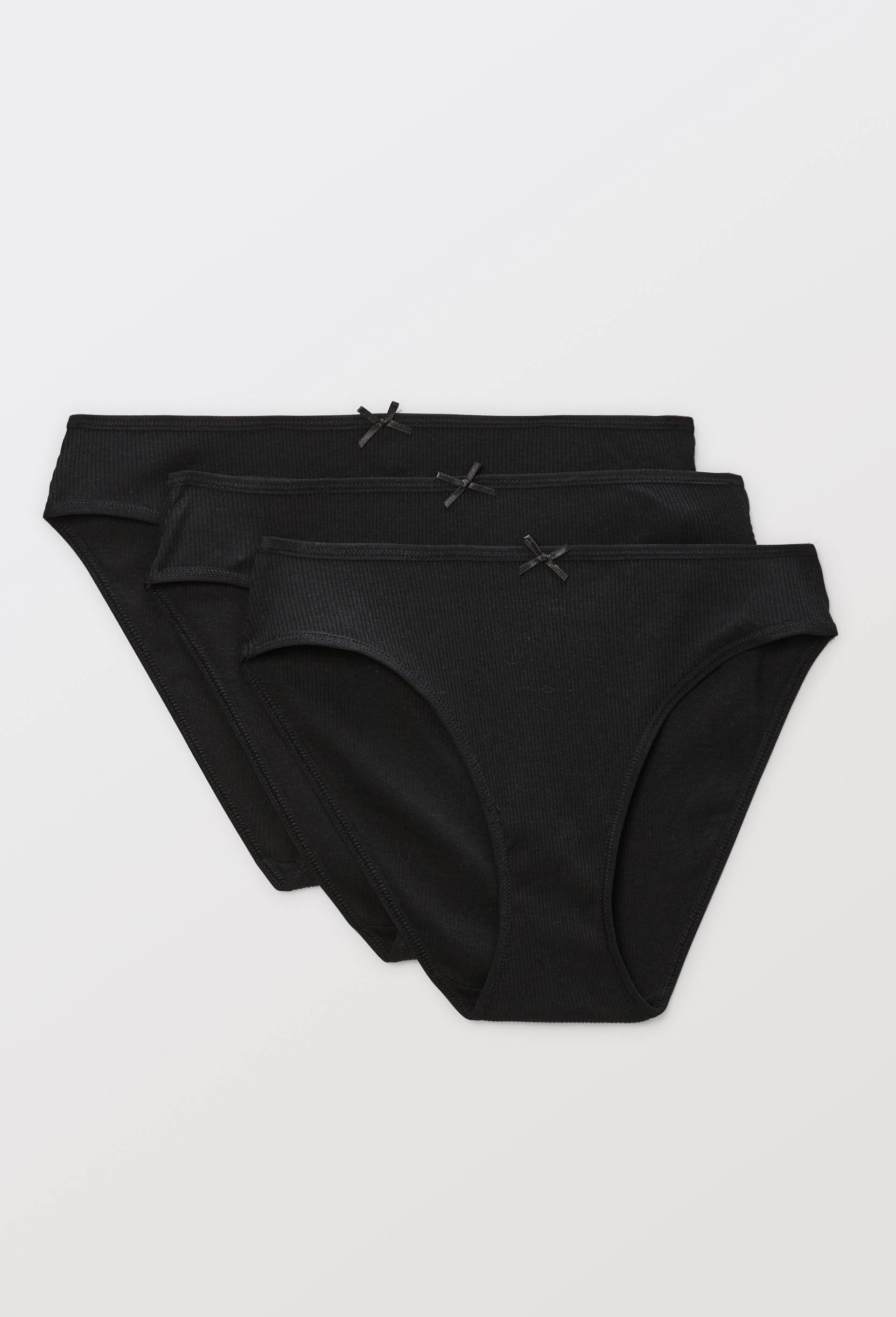 Lot de 3 culottes c&ocirc;tel&eacute;es CAMELIA en coton BIO GOTS, Noir, large image number 2.0