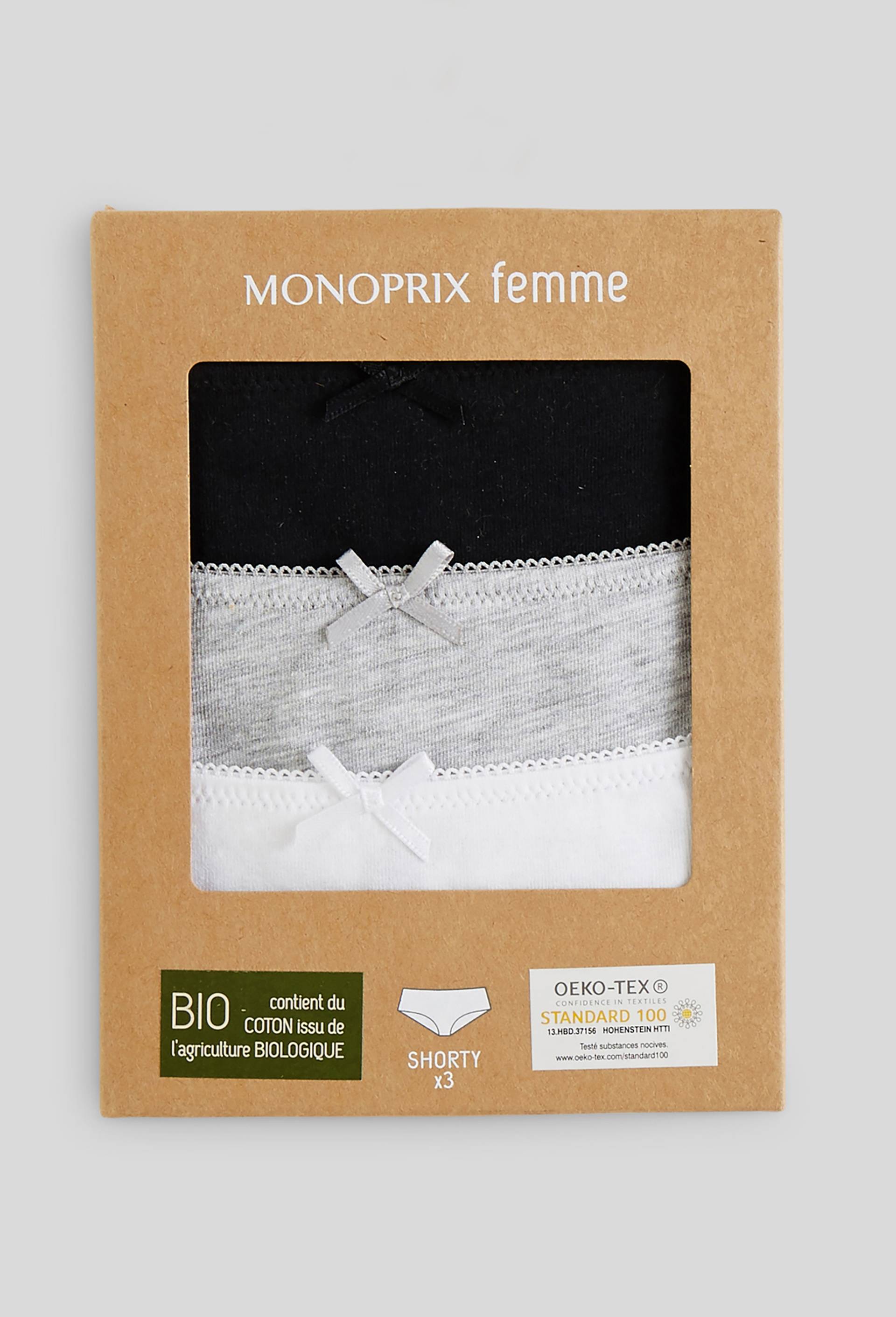Lot de 3 shorties ALIX en coton BIO GOTS, Blanc, large image number 2