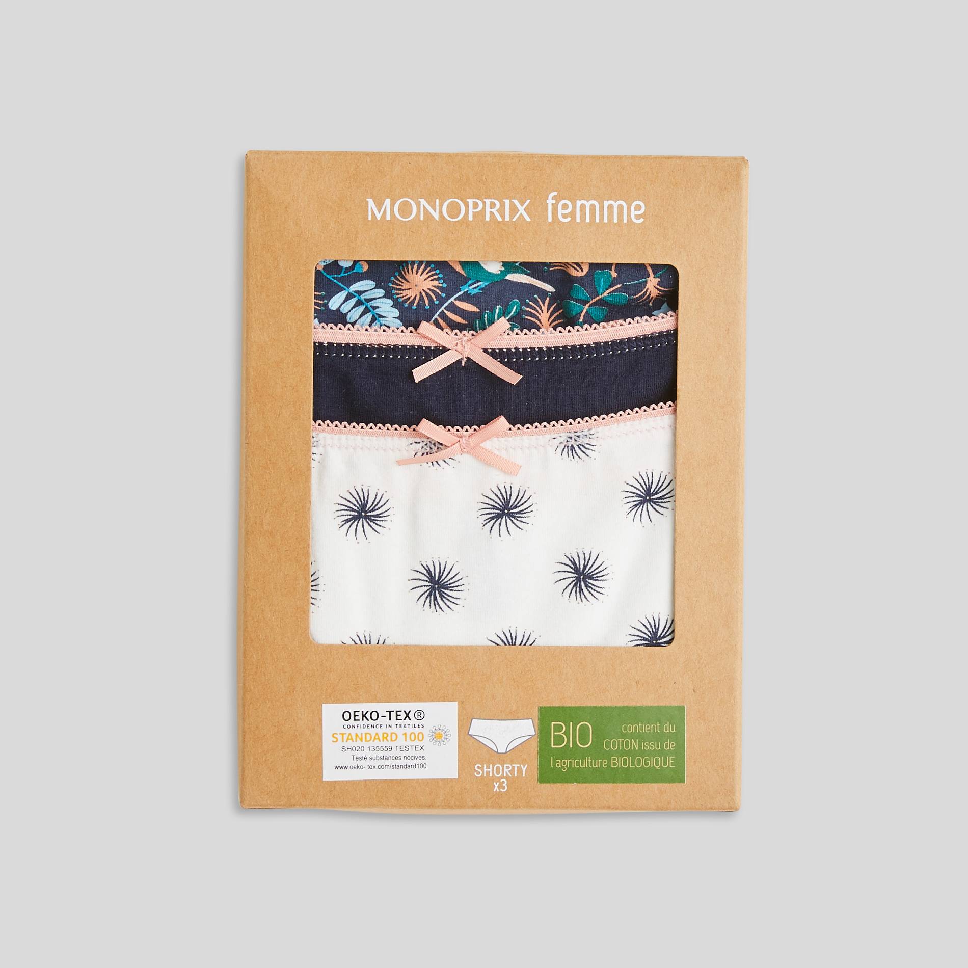Lot x 3 shorty en coton, Bleu foncé, large image number 0