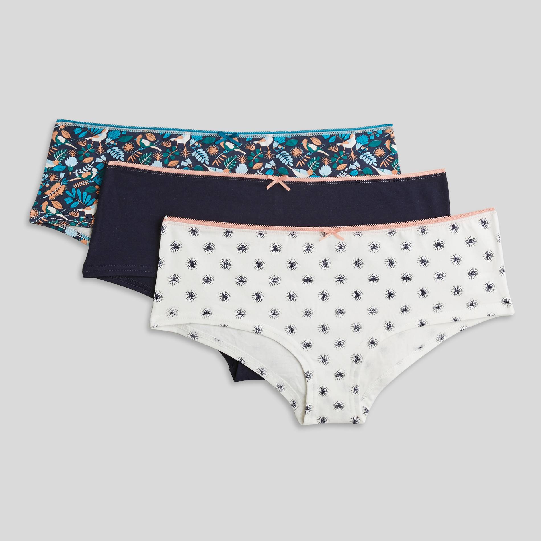 Lot x 3 shorty en coton, Bleu foncé, large image number 1