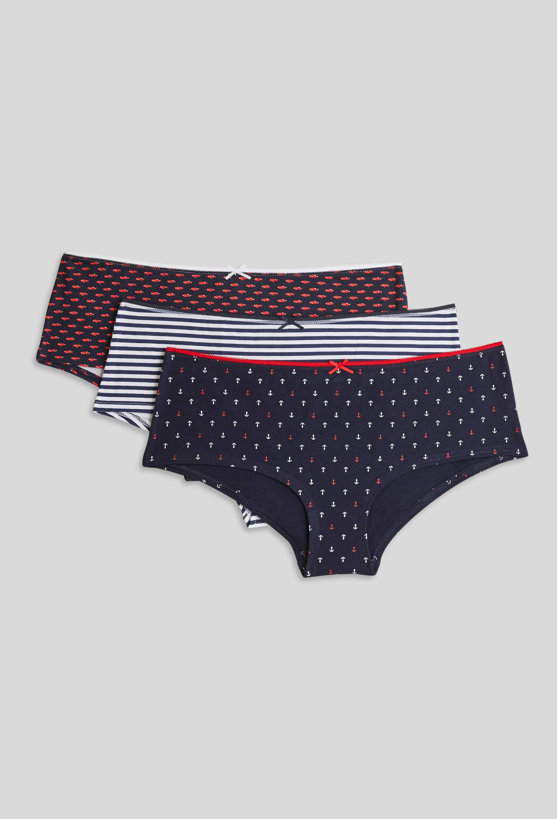 Lot de 3 shortys GARANCE en coton BIO, Oeko-Tex, Bleu foncé, large image number 1
