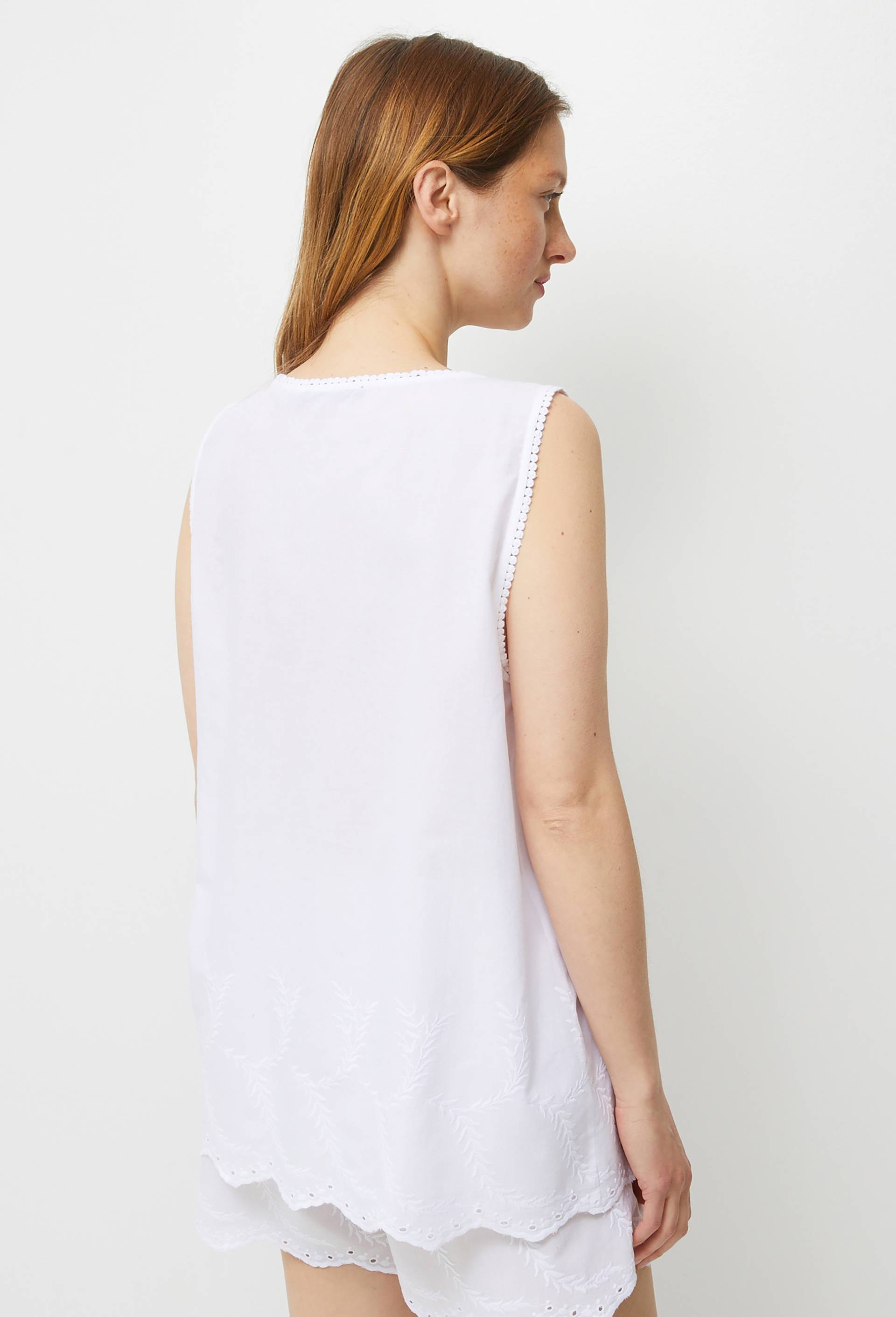 Top brodé uni en coton BIO, Blanc, large image number 1