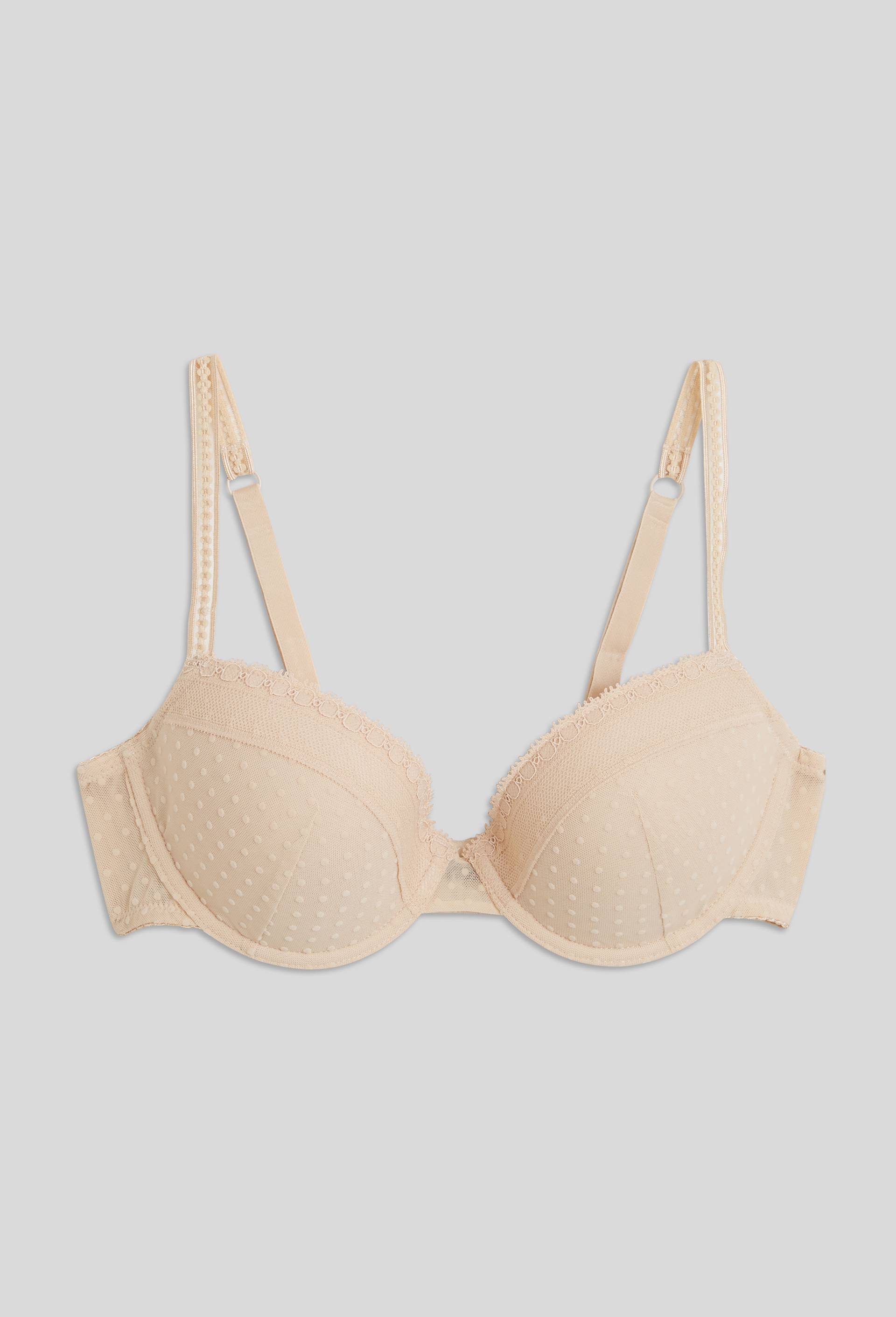 Soutien-gorge corbeille padd&eacute; ADELE en tulle floqu&eacute;, Rose clair, large image number 2
