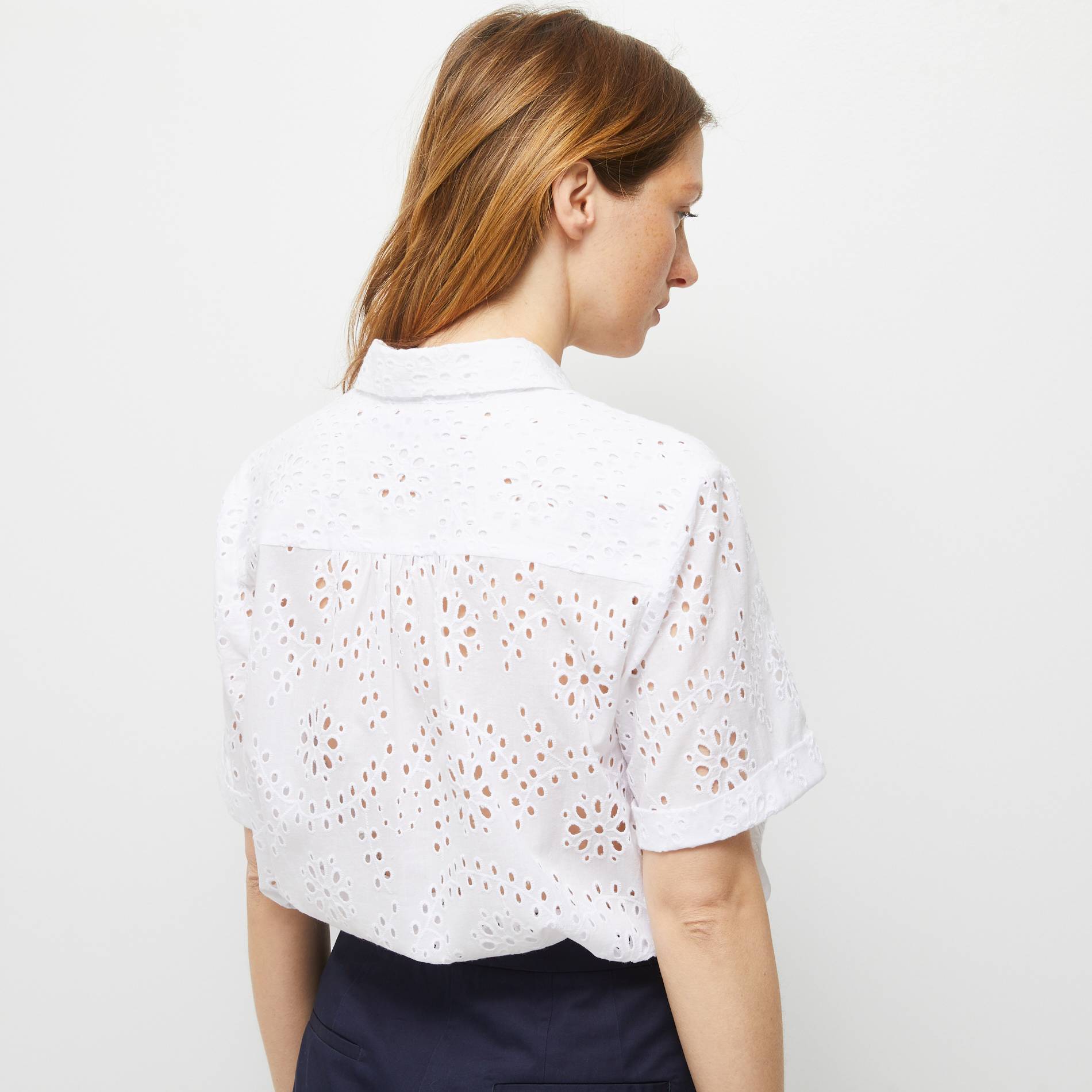 Chemise manches courtes en broderie anglaise, Blanc, large image number 1