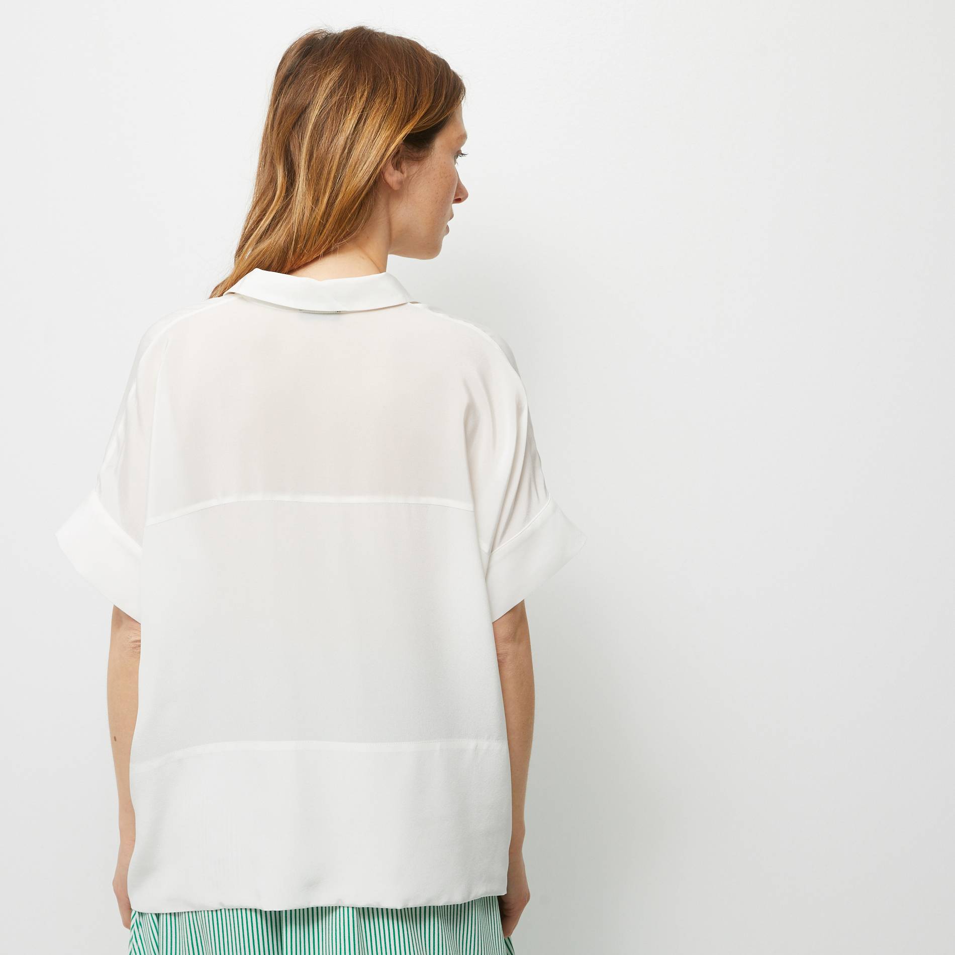 Chemise manches courtes en soie, Blanc, large image number 1
