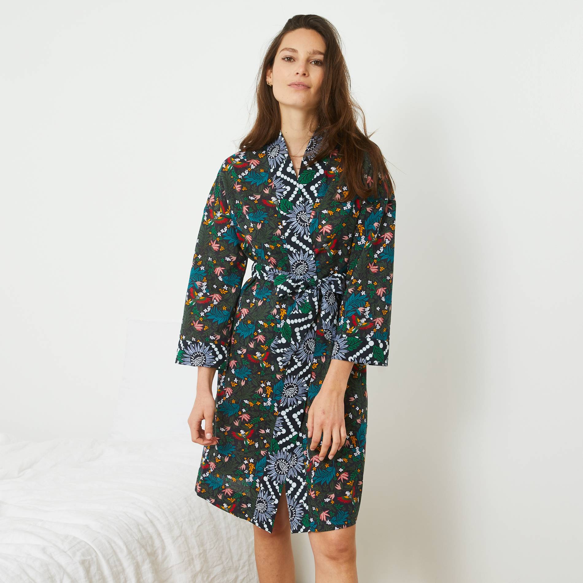 Kimono en coton BIO, Bleu fonc&eacute;, large image number 0