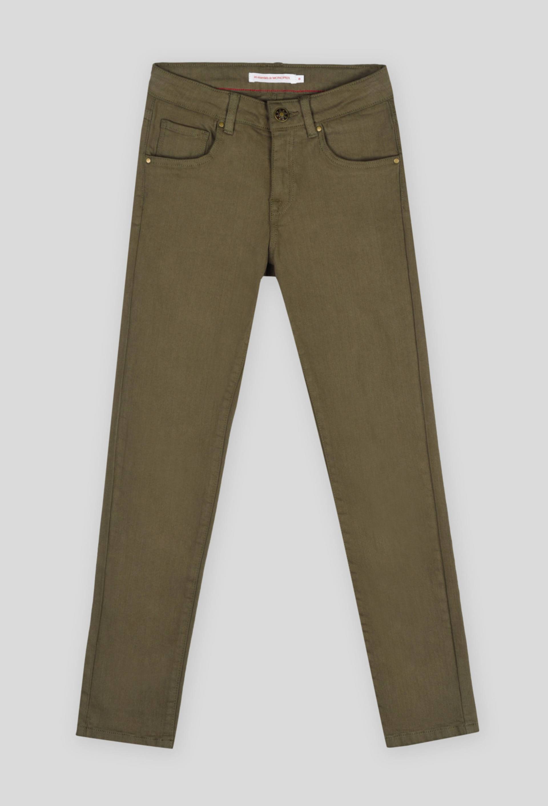 Pantalon slim en coton BIO, Vert foncé, large image number 0