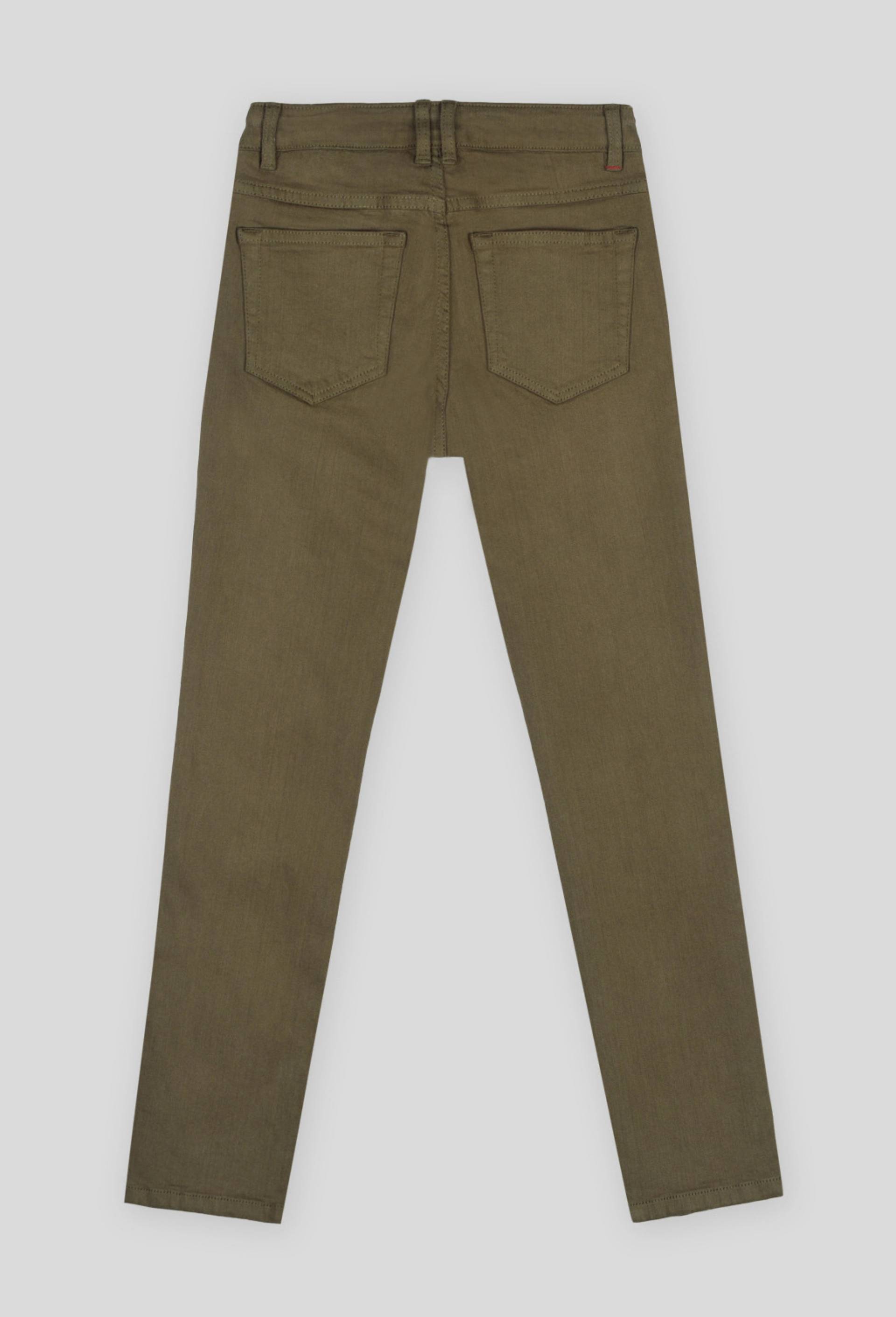 Pantalon slim en coton BIO, Vert foncé, large image number 1