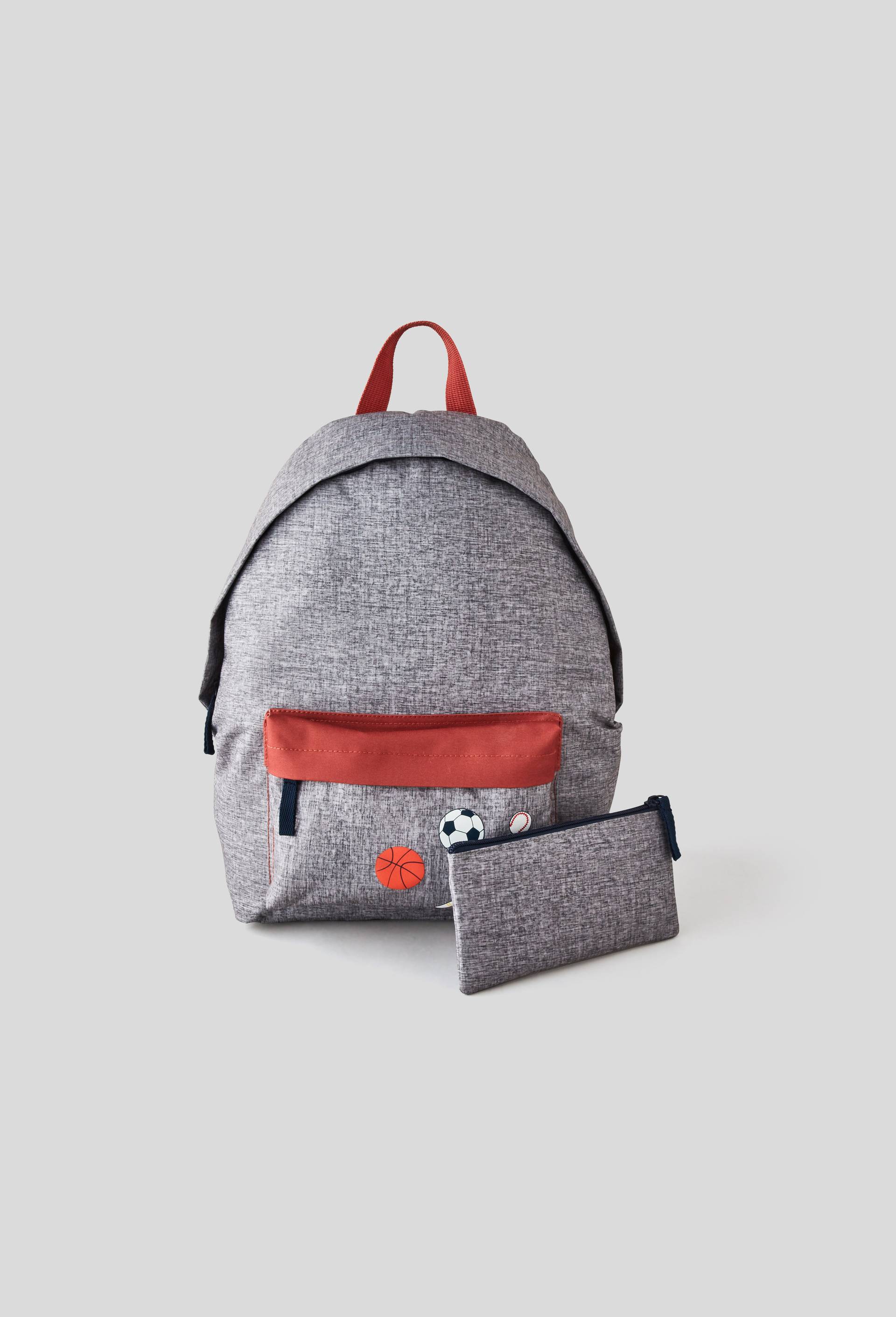 Sac à dos + trousse , 28 x 16 x 40 cm, polyester, Gris, large image number 0.0