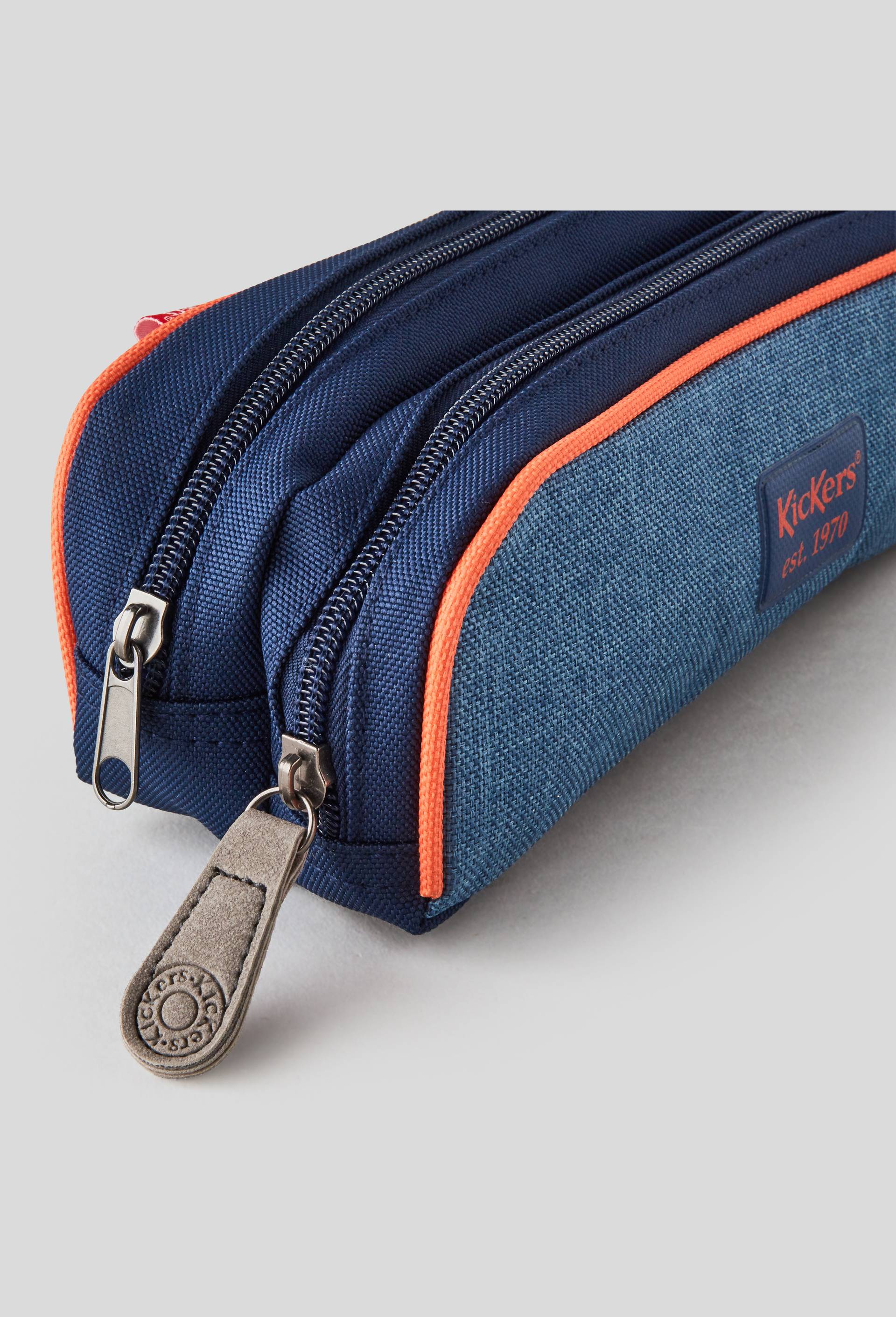 Trousse en jean, double compartiment, 22 x 7 x 7,5 cm, polyester, Bleu, large image number 1.0