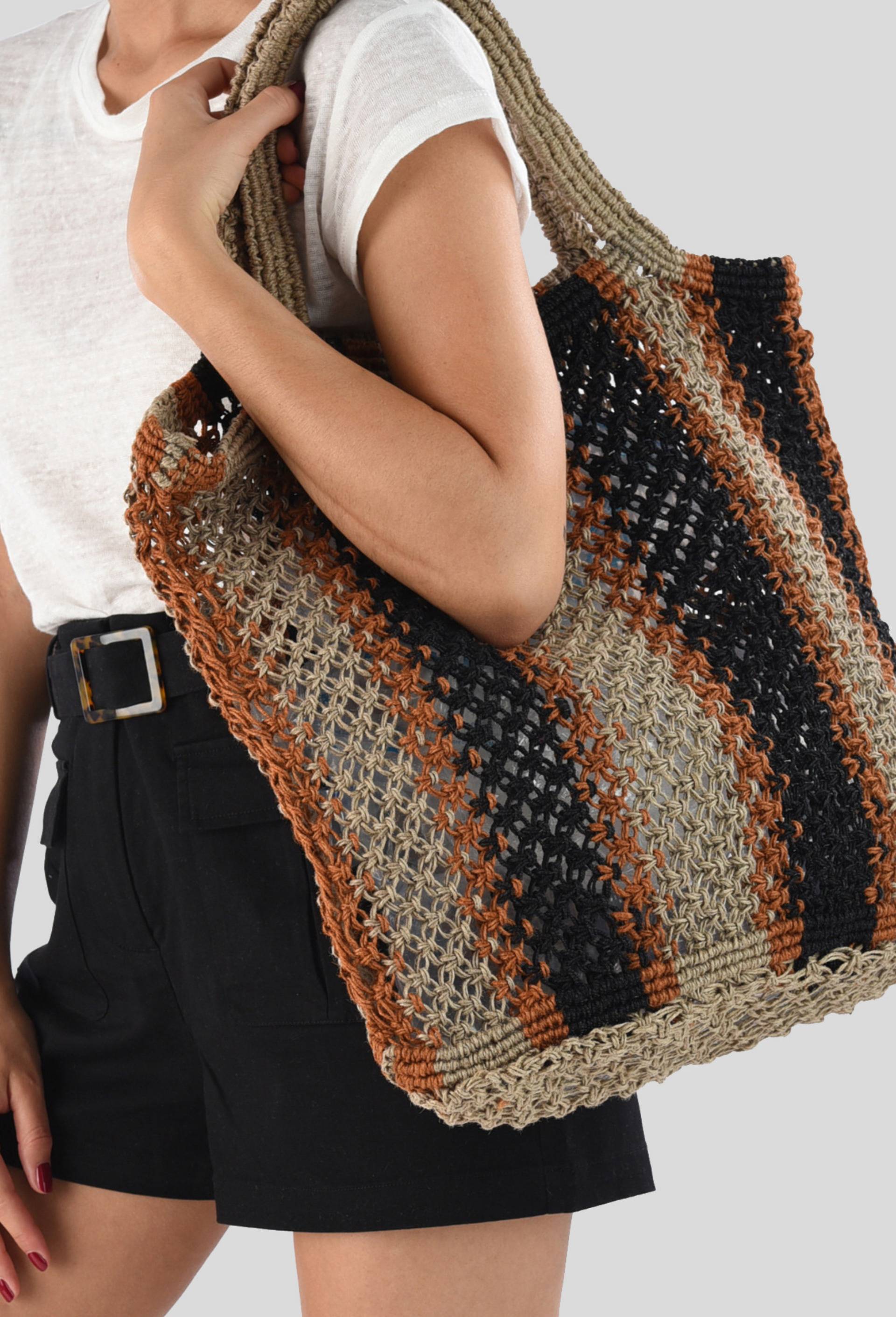 Panier rayé en jute, Beige clair, large image number 1