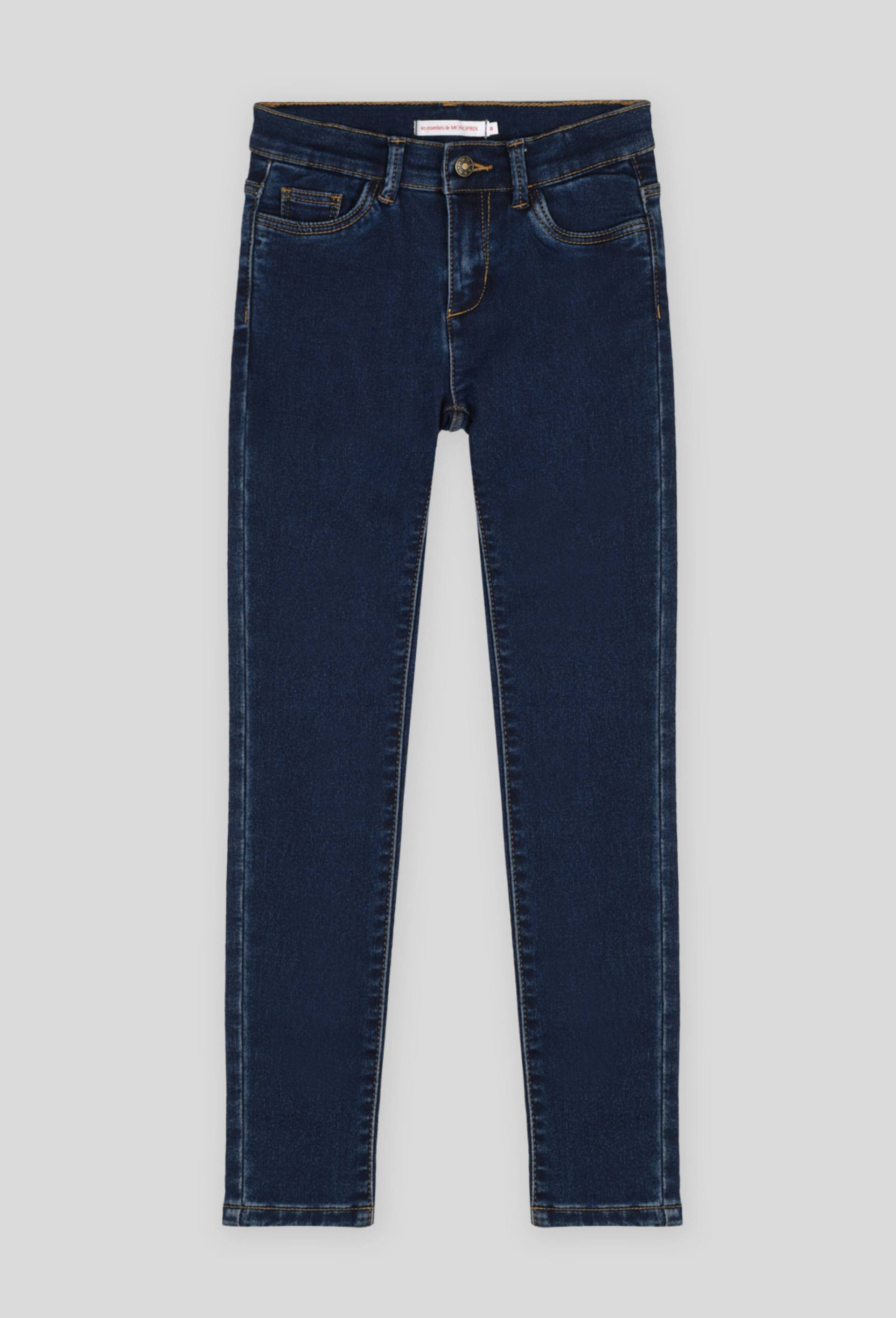 Jean slim en maille certifié Oekotex, BLEU, large image number 0