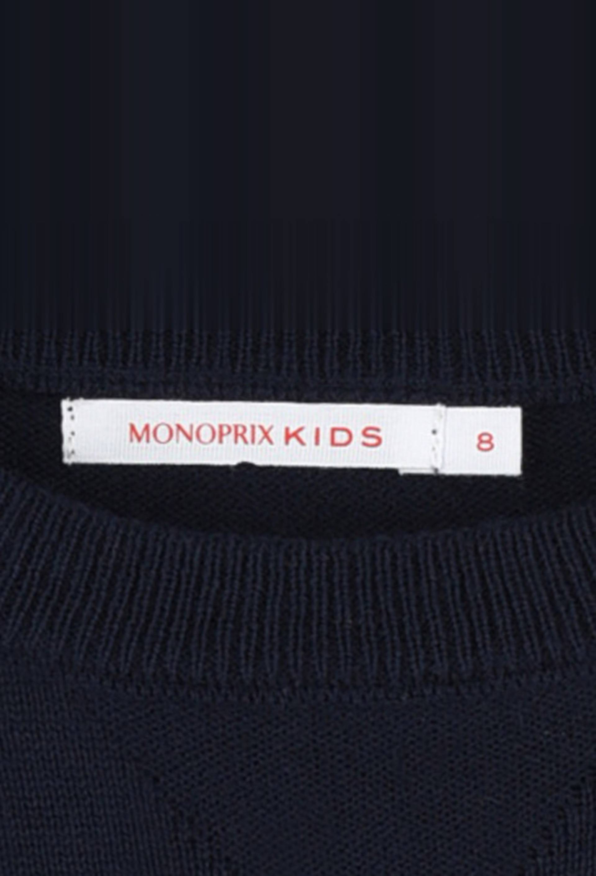 Pull col rond en coton et laine OEKOTEX, Bleu fonc&eacute;, large image number 2