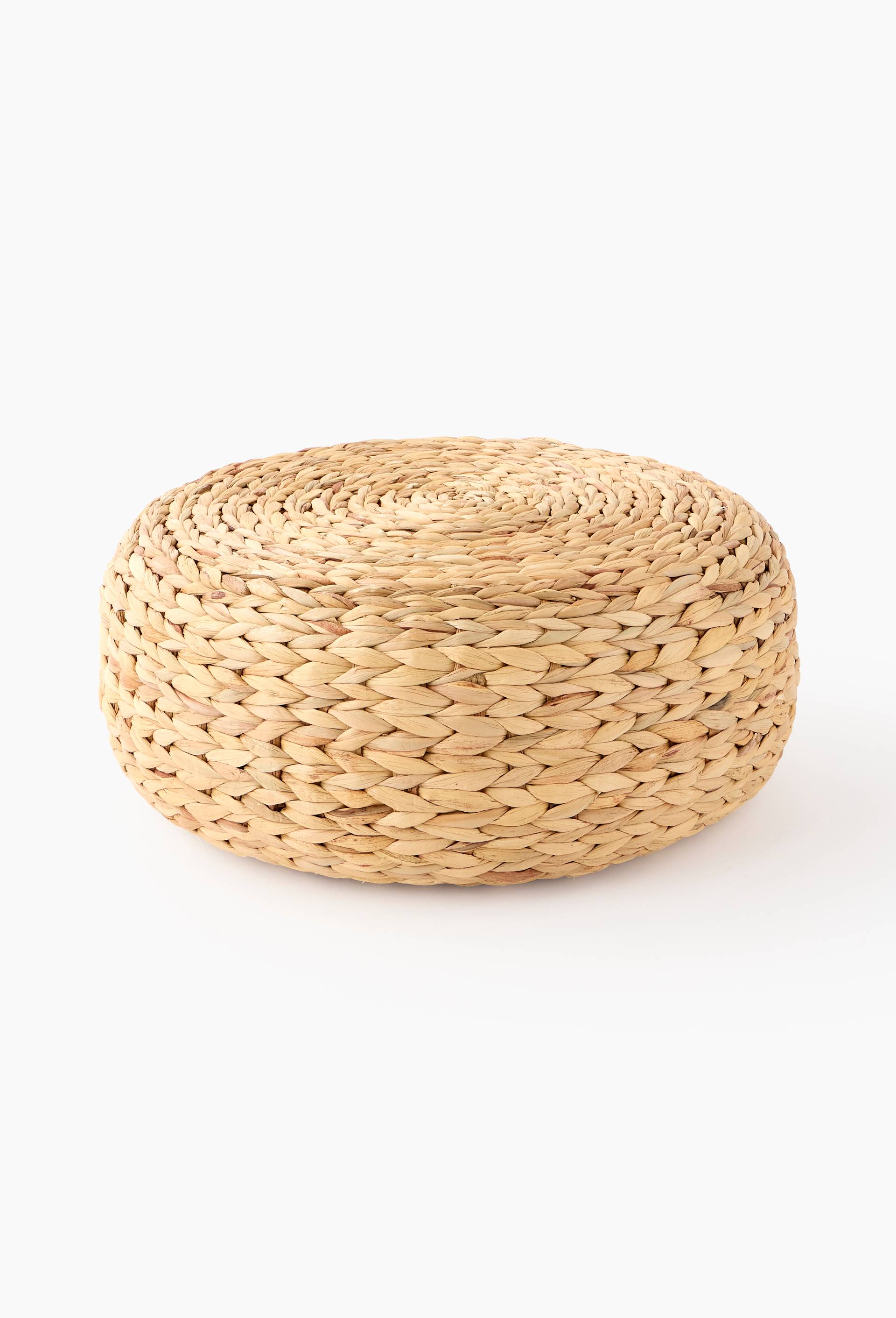 Pouf rond, 50x20cm, en jacinthe d'eau, Jaune fonc&eacute;, large image number 0