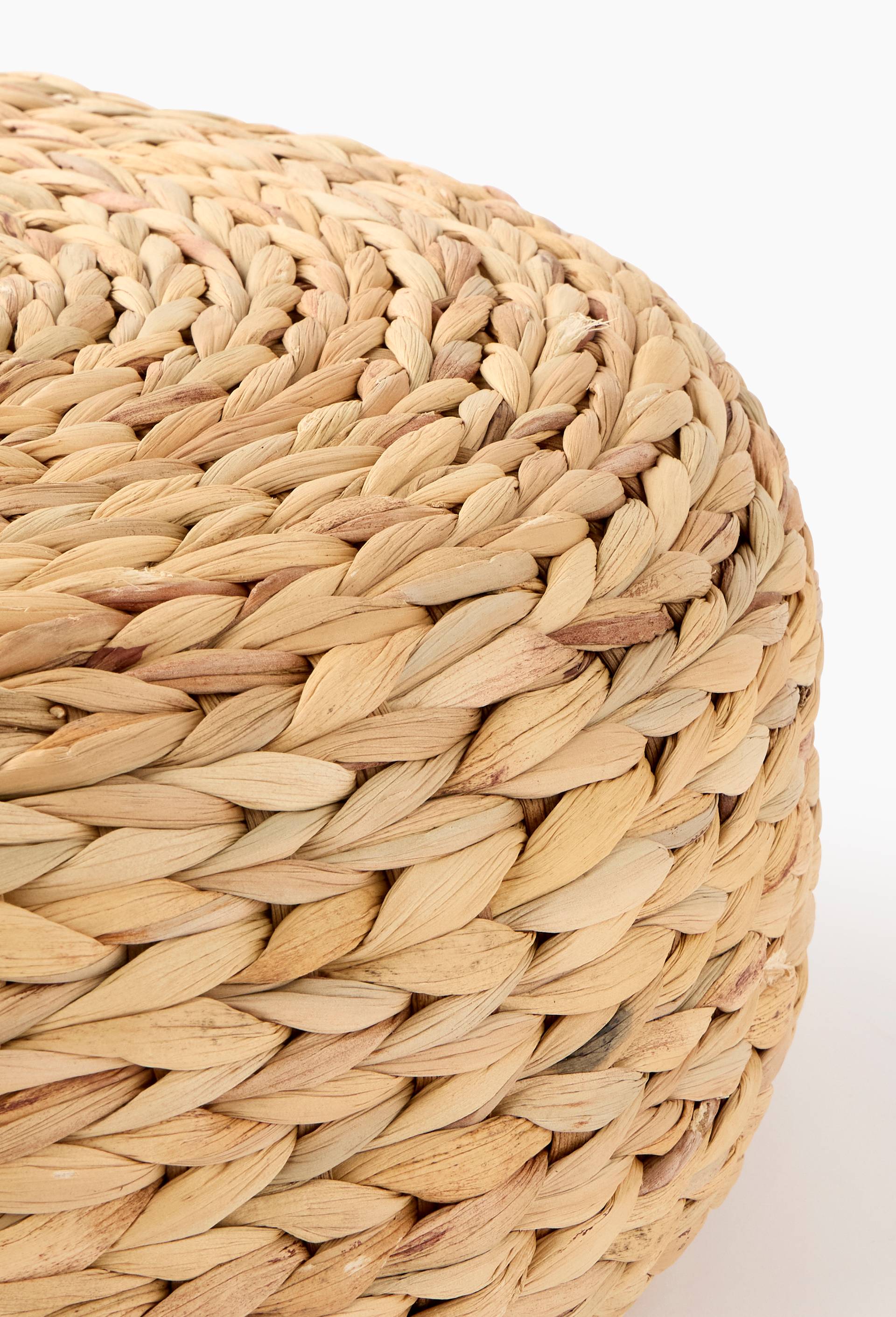 Pouf rond, 50x20cm, en jacinthe d'eau, Jaune fonc&eacute;, large image number 1