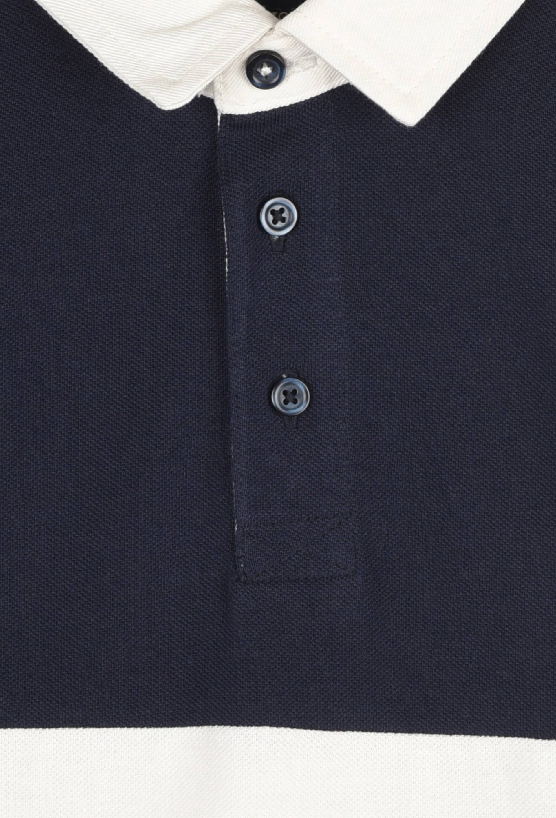 Polo manches longues à bandes tricolores en coton BIO, Bleu, large image number 2.0