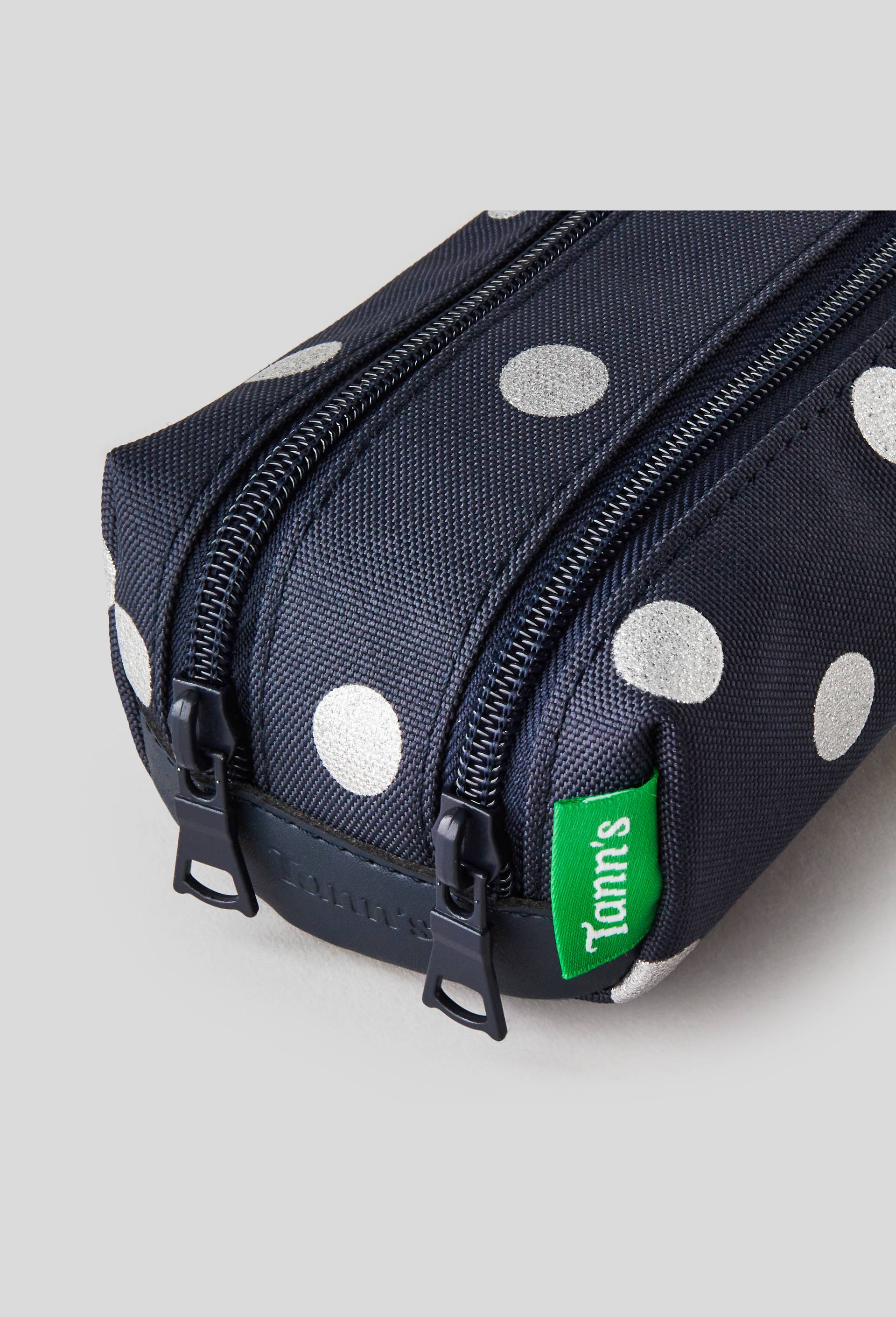 Trousse pois, double compartiment,  20 x 6 x 10,5 cm, polyester, Bleu foncé, large image number 1.0