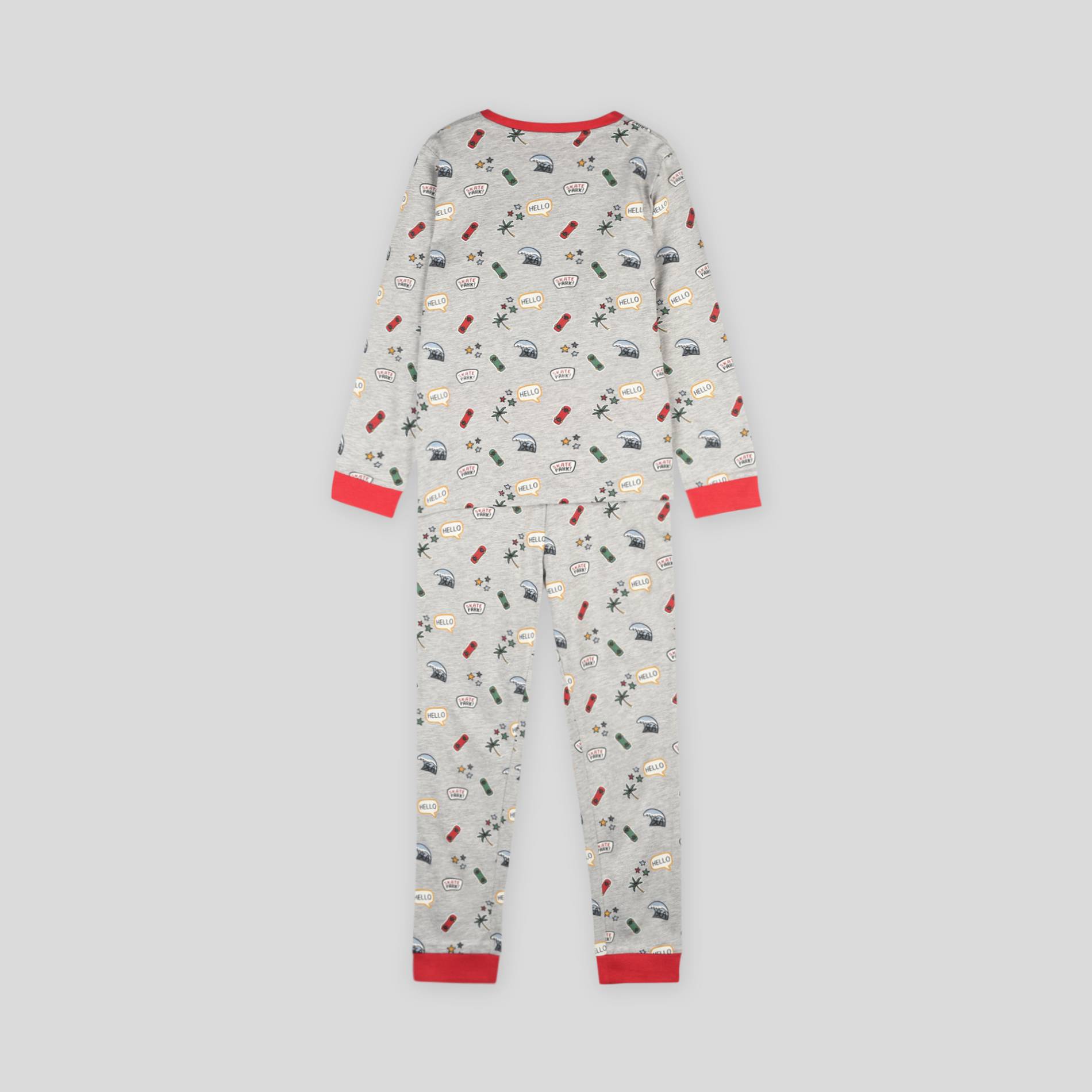 Pyjama imprimé en coton BIO, Gris clair, large image number 1