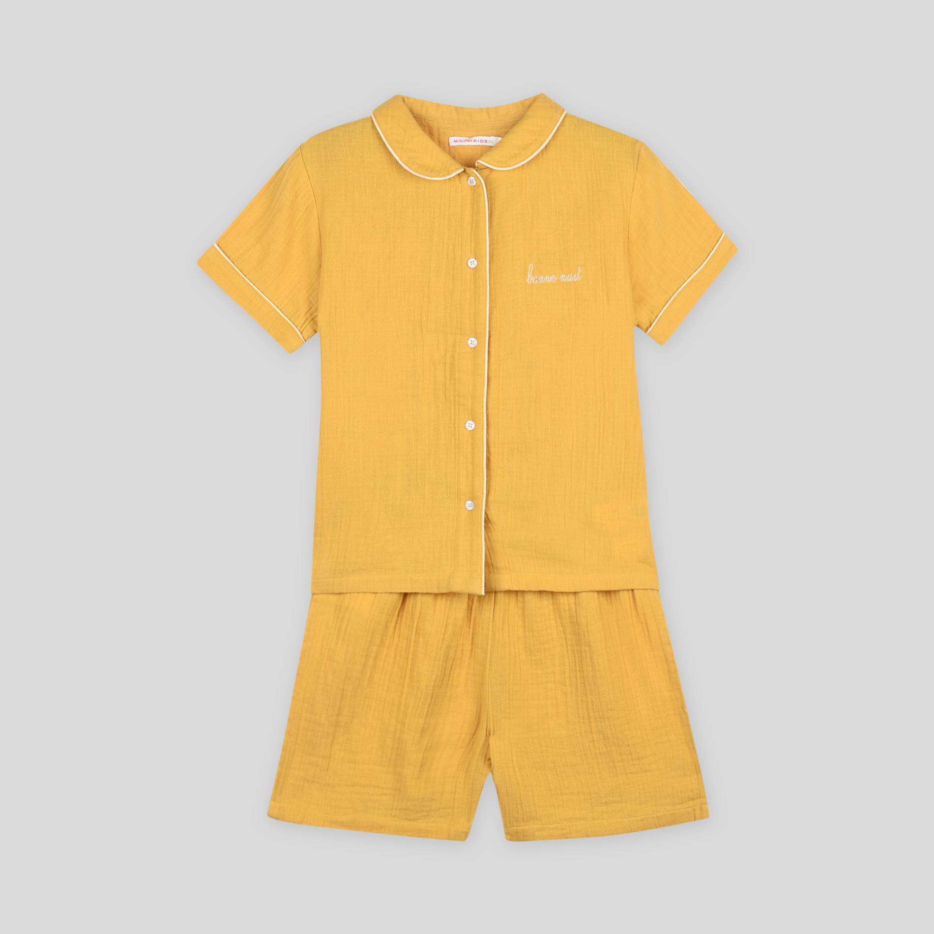 Pyjama en gaze de coton BIO, Jaune foncé, large image number 0