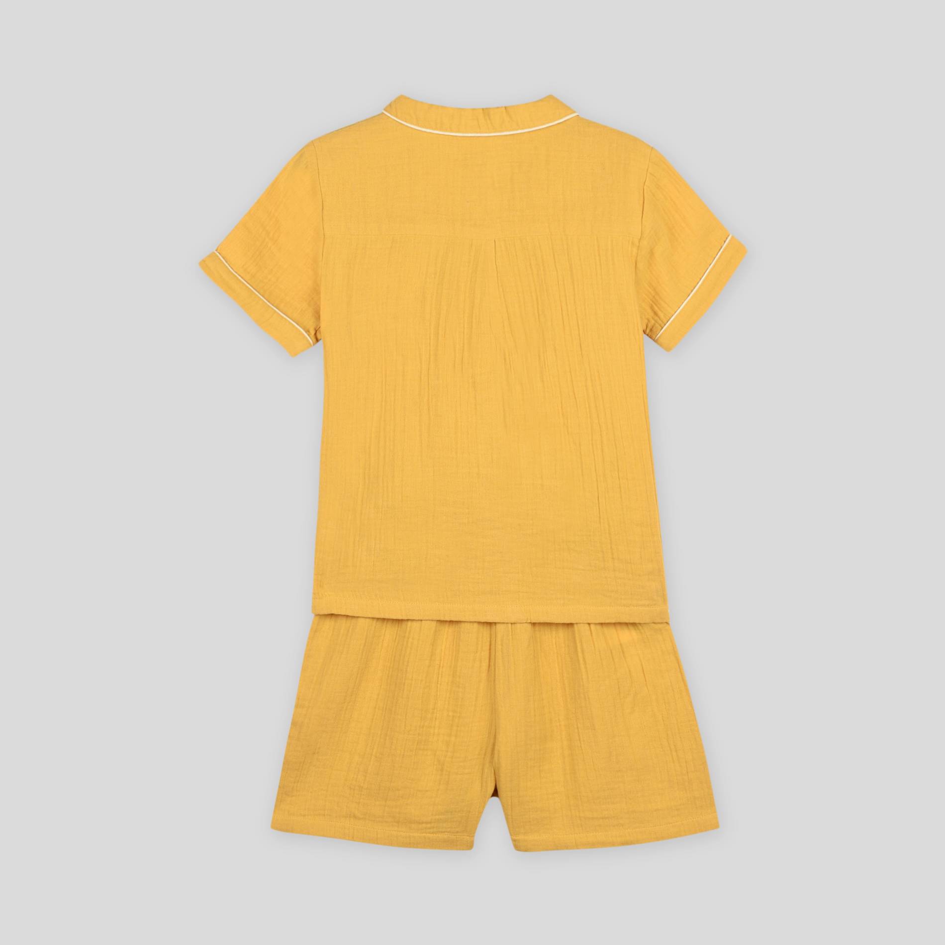 Pyjama en gaze de coton BIO, Jaune foncé, large image number 1.0