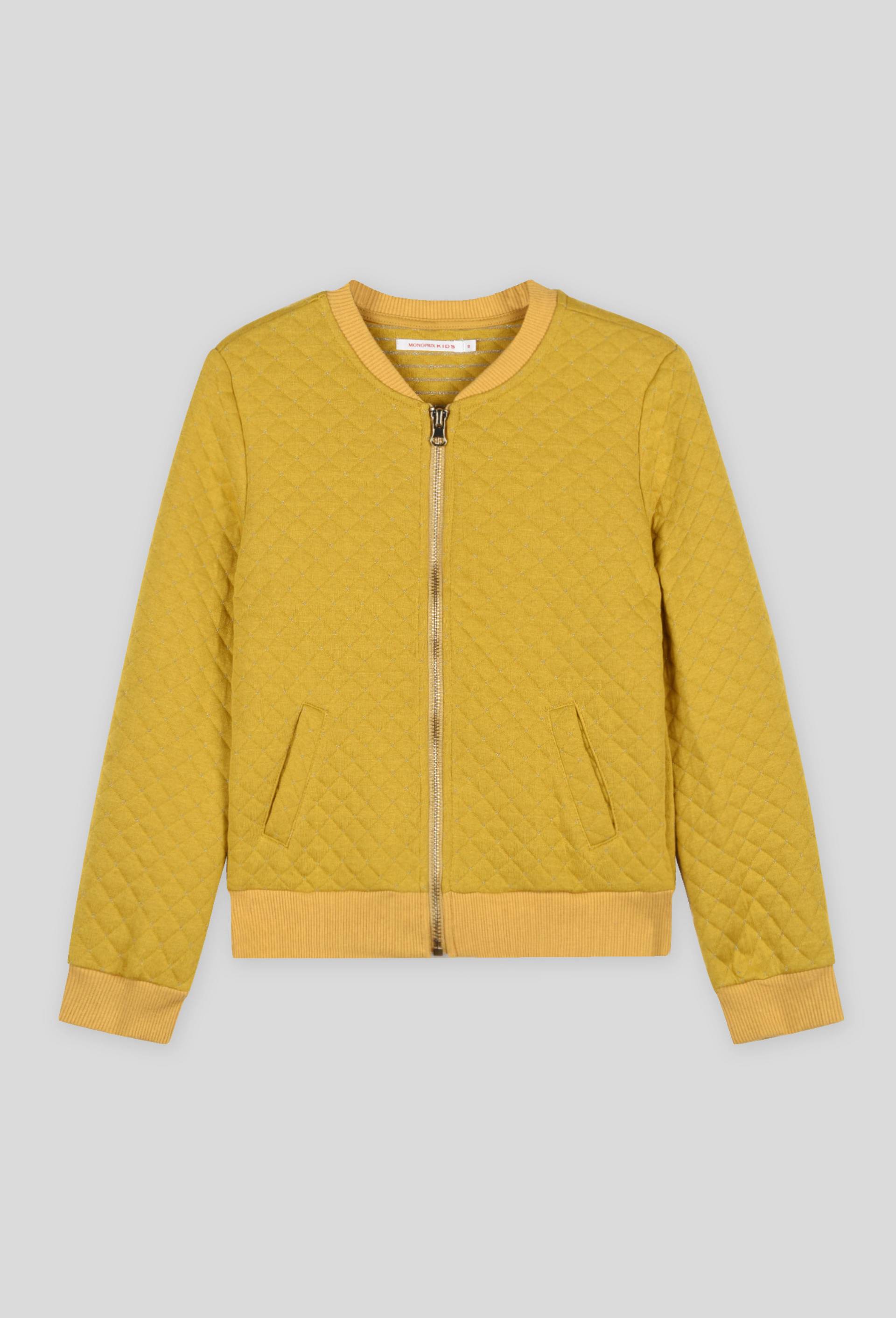 Cardigan teddy zippé, Jaune foncé, large image number 0