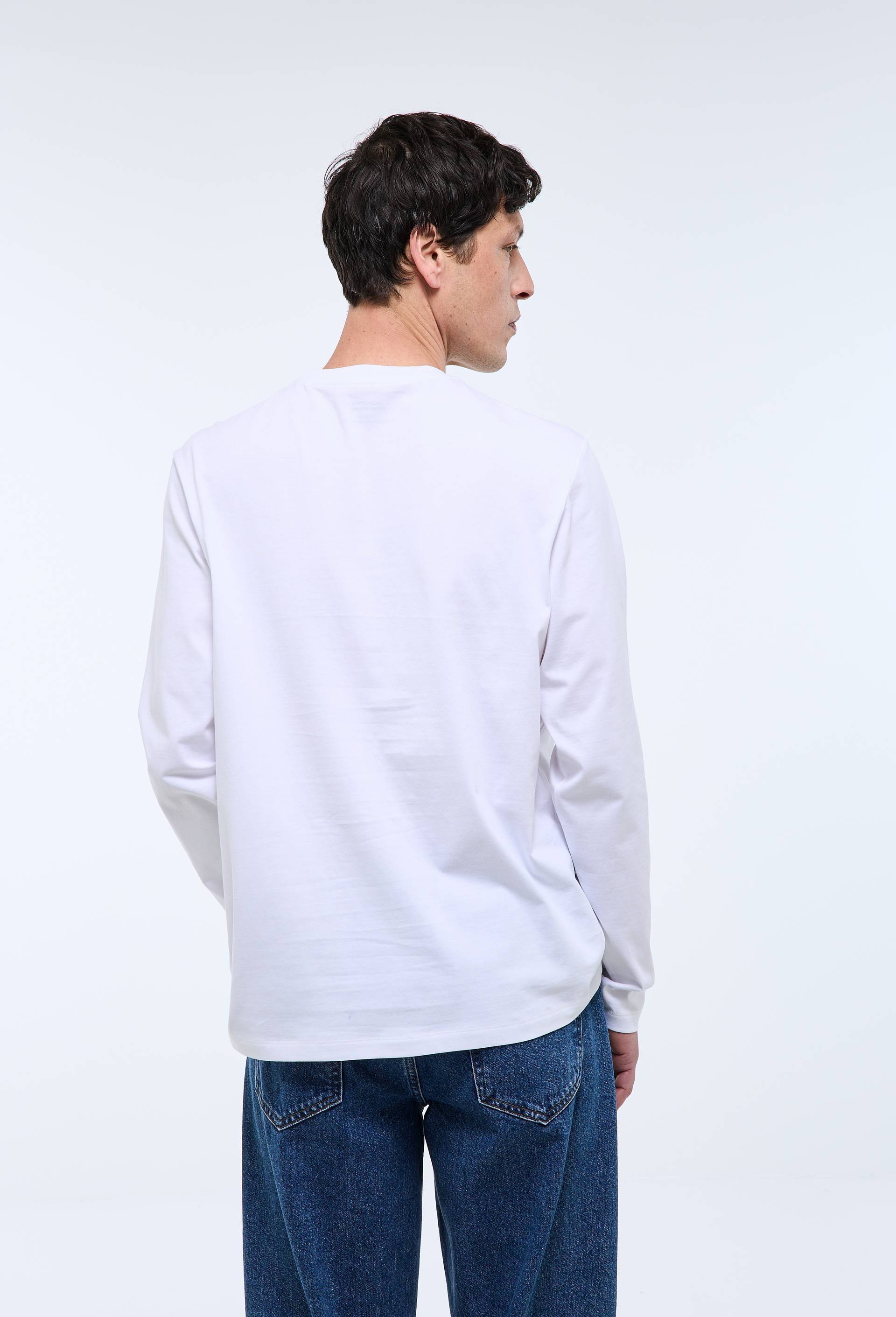 T-shirt col rond manches longues en coton BIO GOTS, Blanc, large image number 1