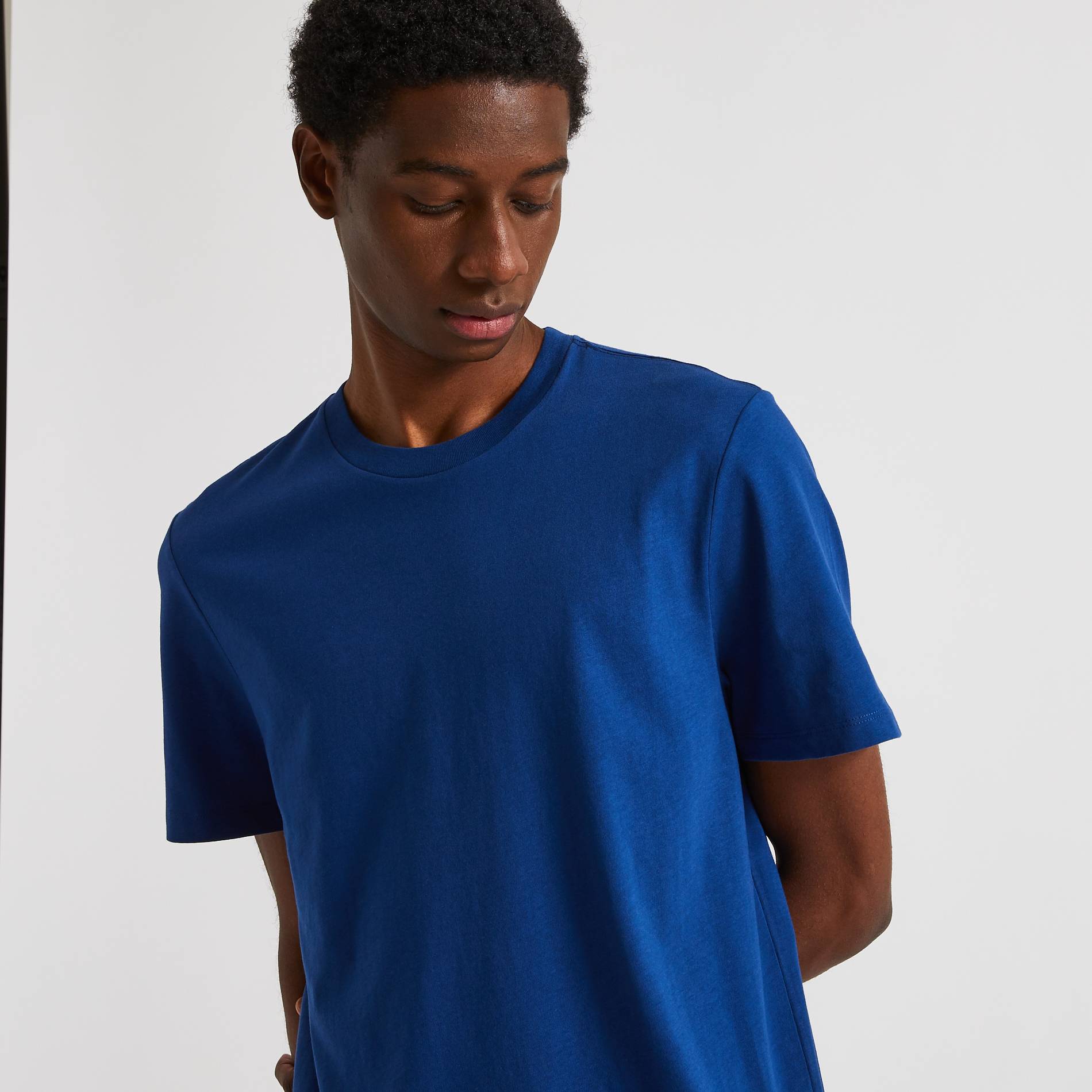 T-shirt manches courtes col rond en coton BIO GOTS, BLEU, large image number 0