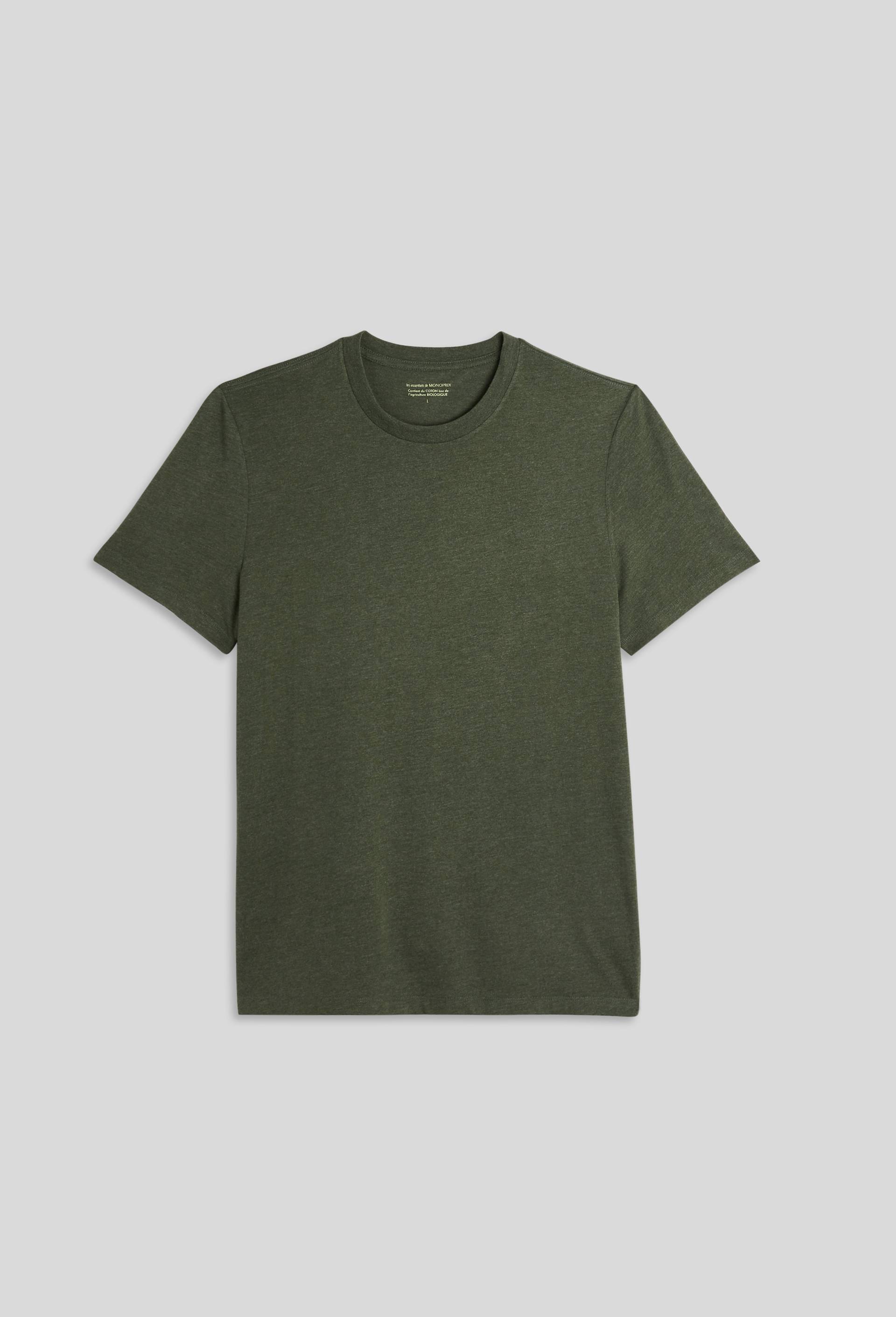 T-shirt manches courtes col rond contenant du coton BIO, Vert fonc&eacute;, large image number 2