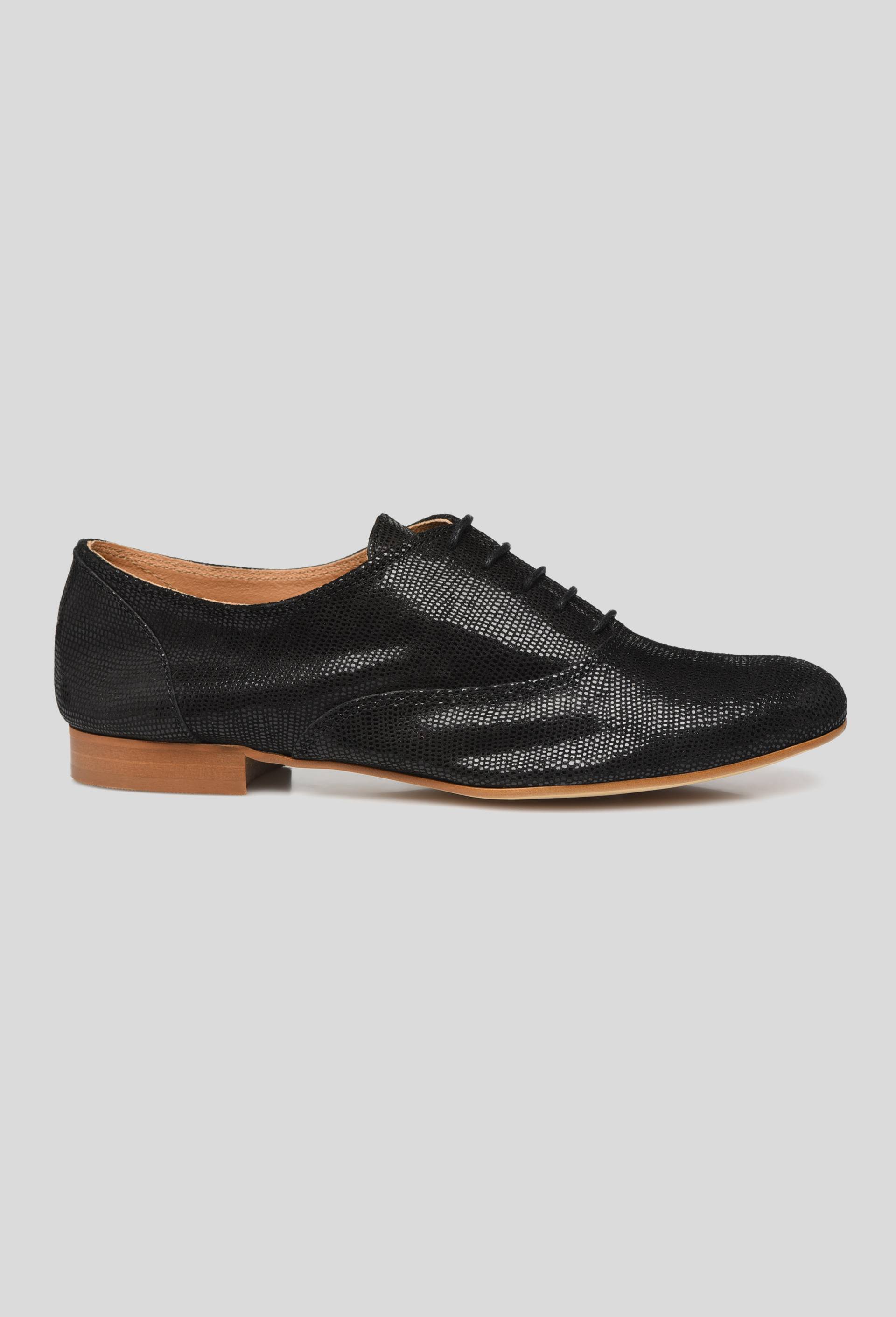 Derbies en cuir à effet python, Noir, large image number 0.0