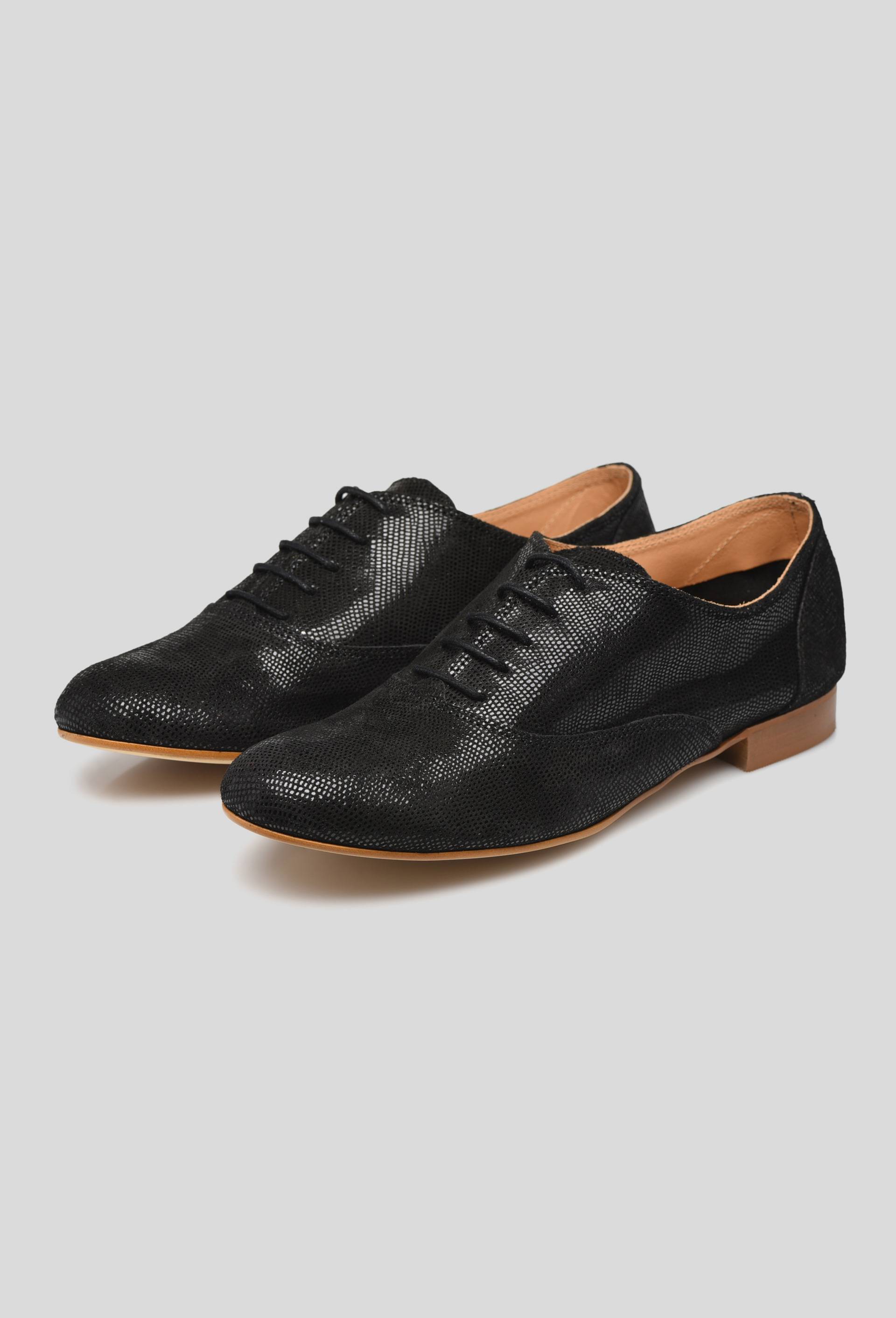 Derbies en cuir à effet python, Noir, large image number 1.0