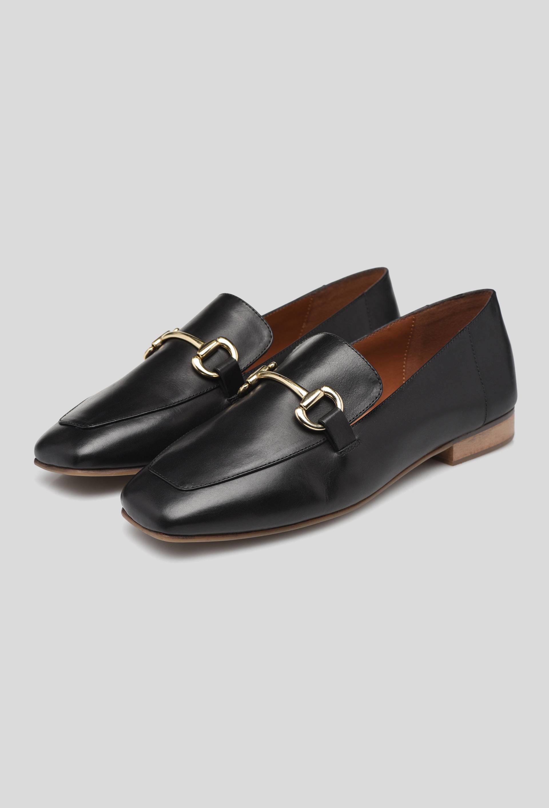 Mocassins en cuir &agrave; mors, Noir, large image number 1