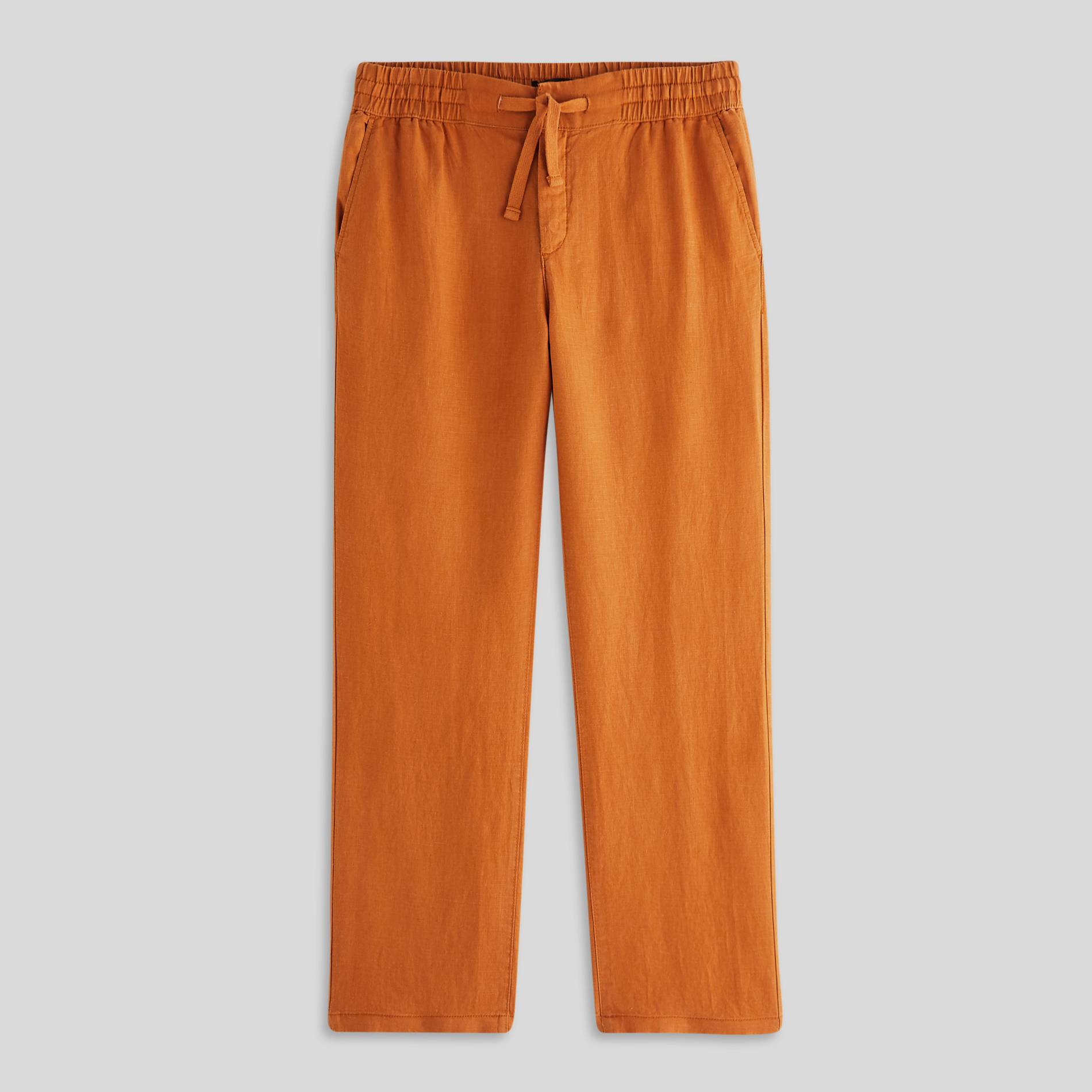 Pantalon en lin regular à taille élastique, Jaune, large image number 2