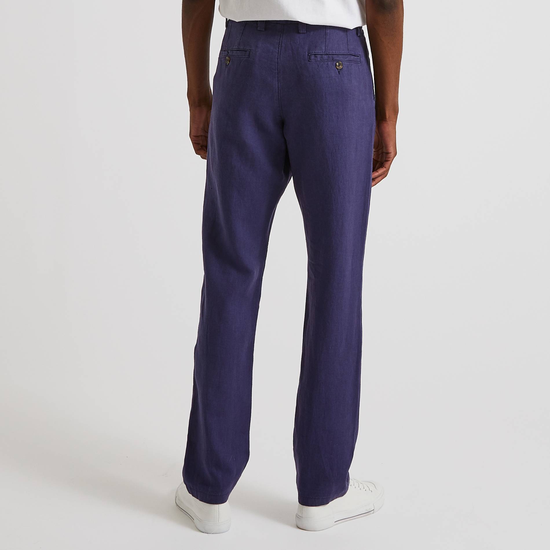 Pantalon en lin straight, Bleu foncé, large image number 1