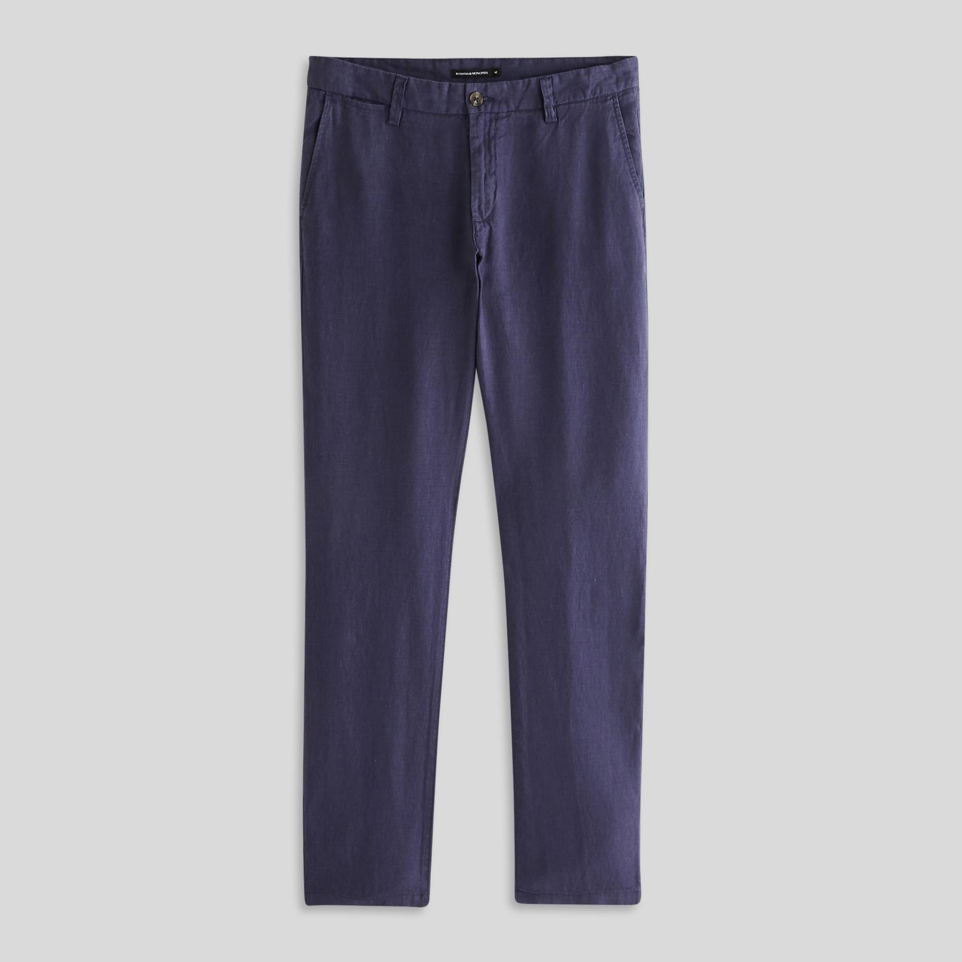 Pantalon en lin straight, Bleu foncé, large image number 2
