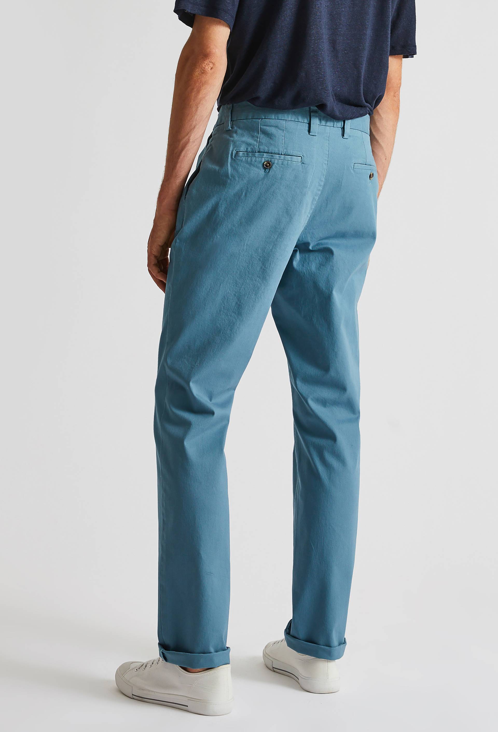Pantalon chino straight en coton BIO, Bleu, large image number 1