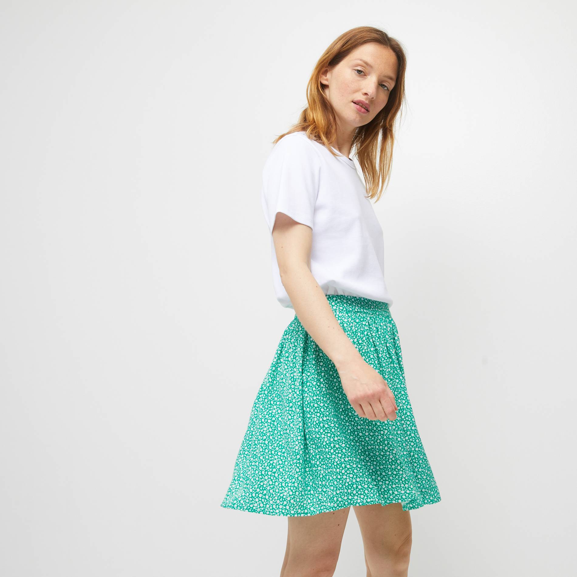 Jupe courte en viscose, Vert, large image number 0.0