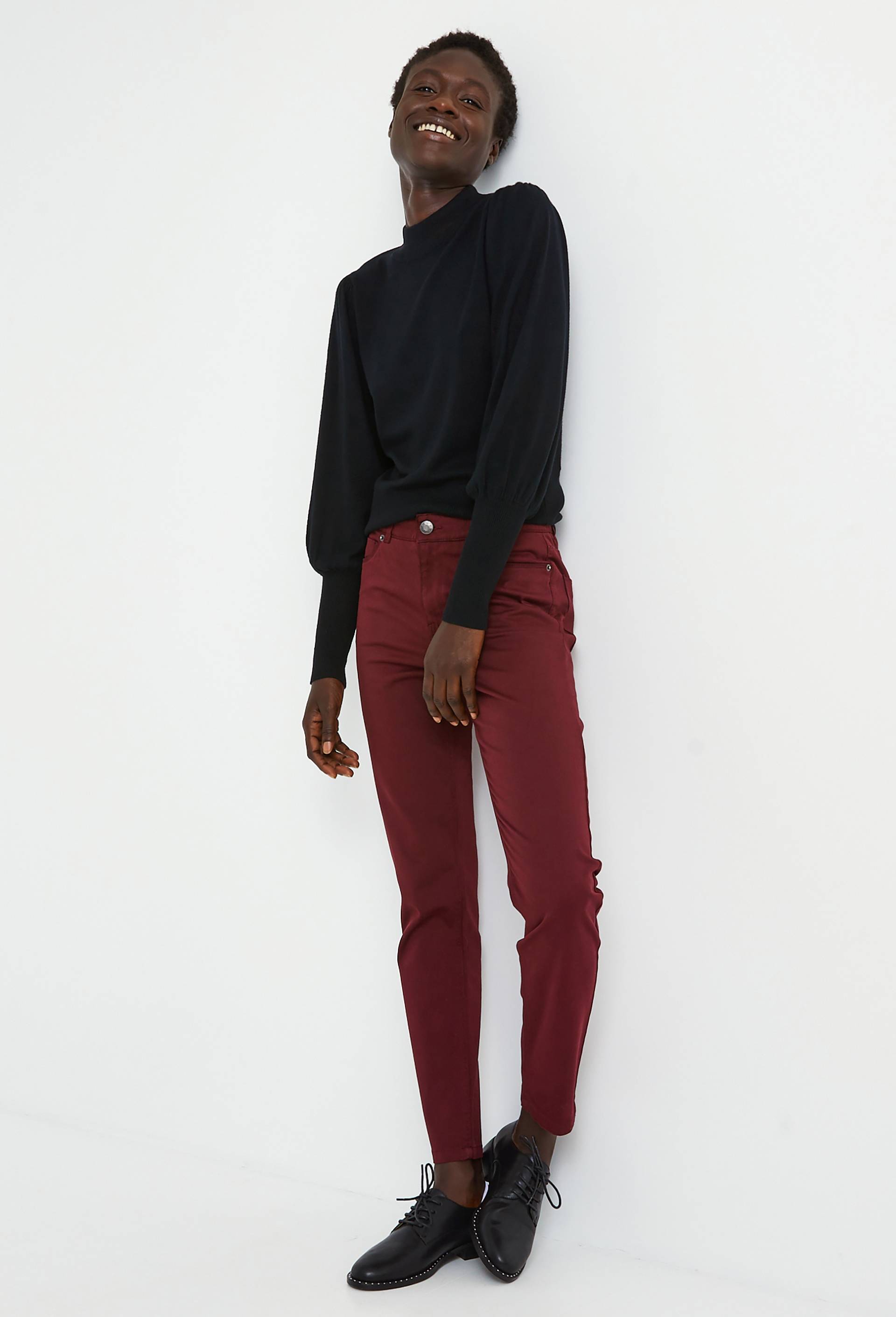 Pantalon slim à poches, Rouge foncé, large image number 0.0