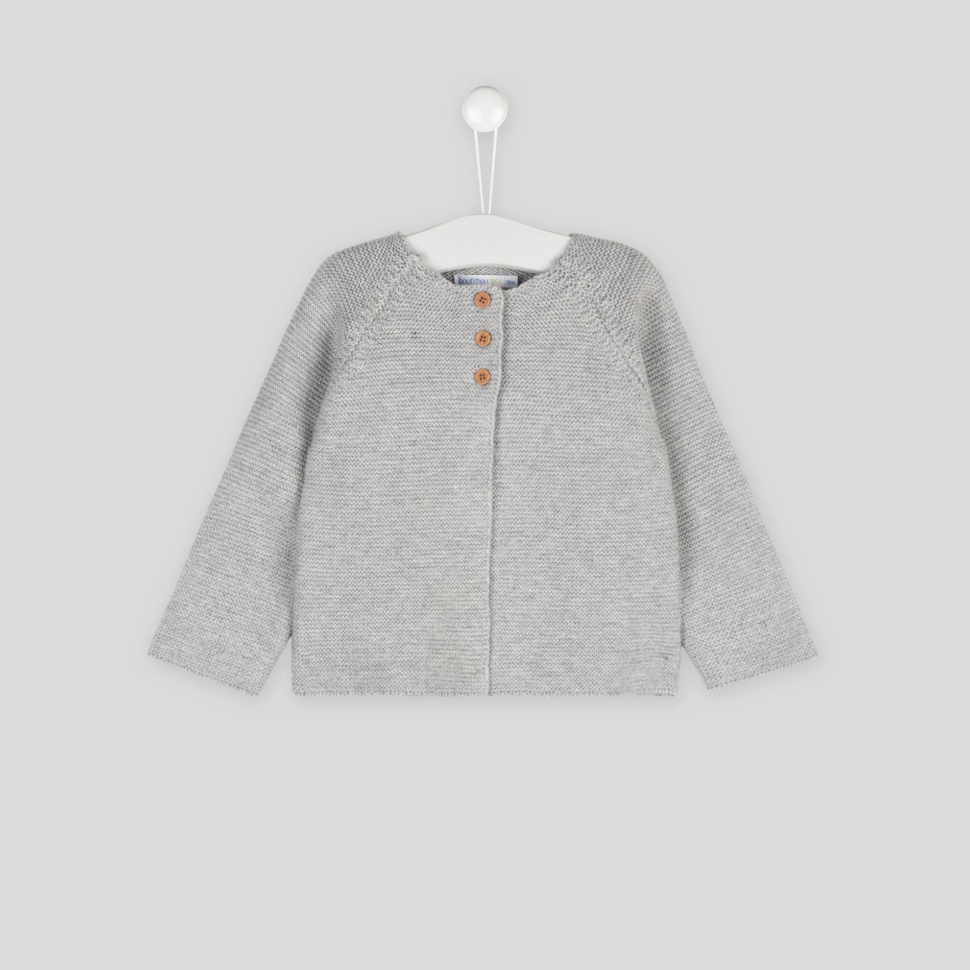 Cardigan mixte, contient du coton BIO, Oeko-Tex, Gris, large image number 0